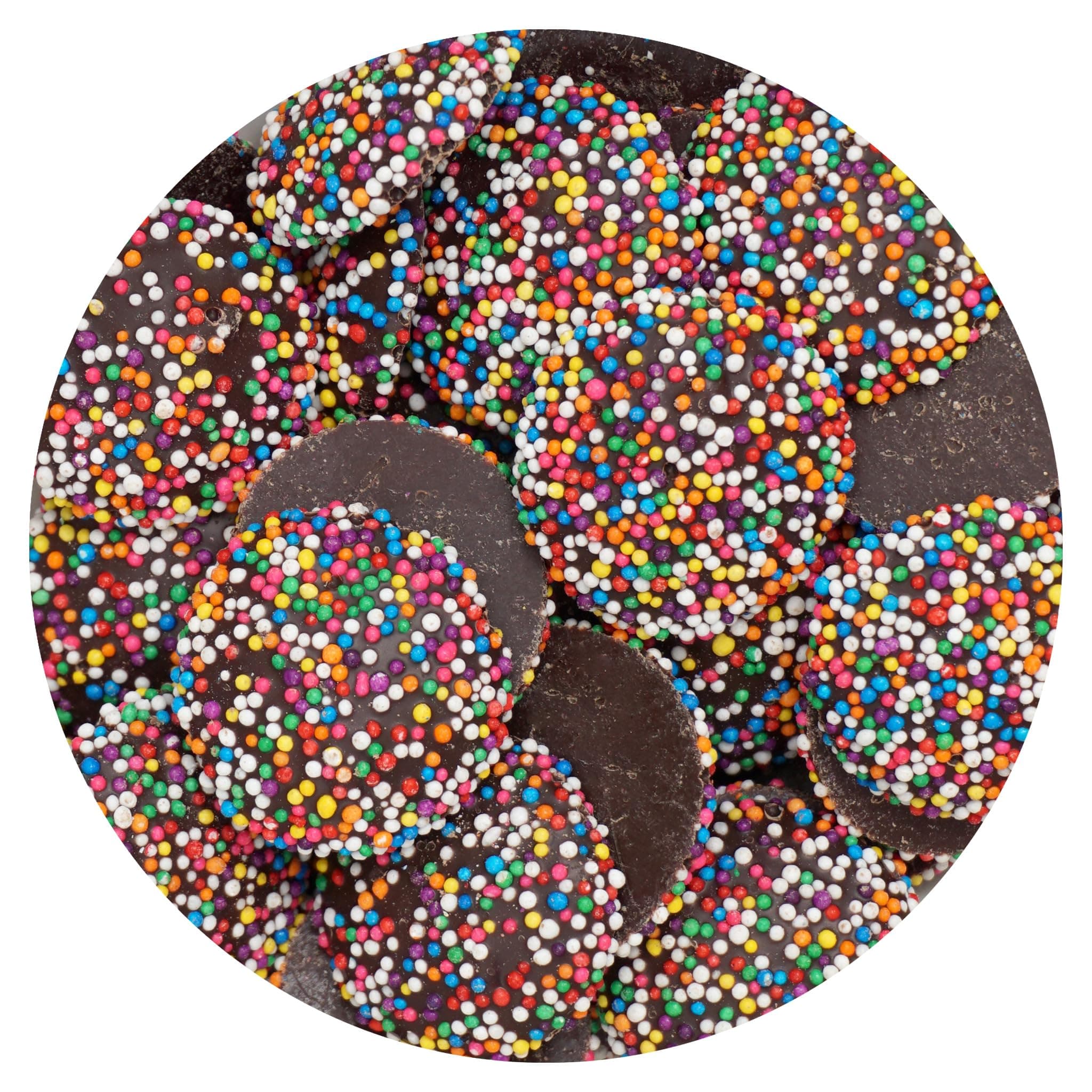 Rainbow Nonpareils Dark Chocolate Candy, 1 Pound Bulk Bag (Approx 50 Pieces), Rainbow Sprinkles Nonpareils, Chocolate Nonpareils