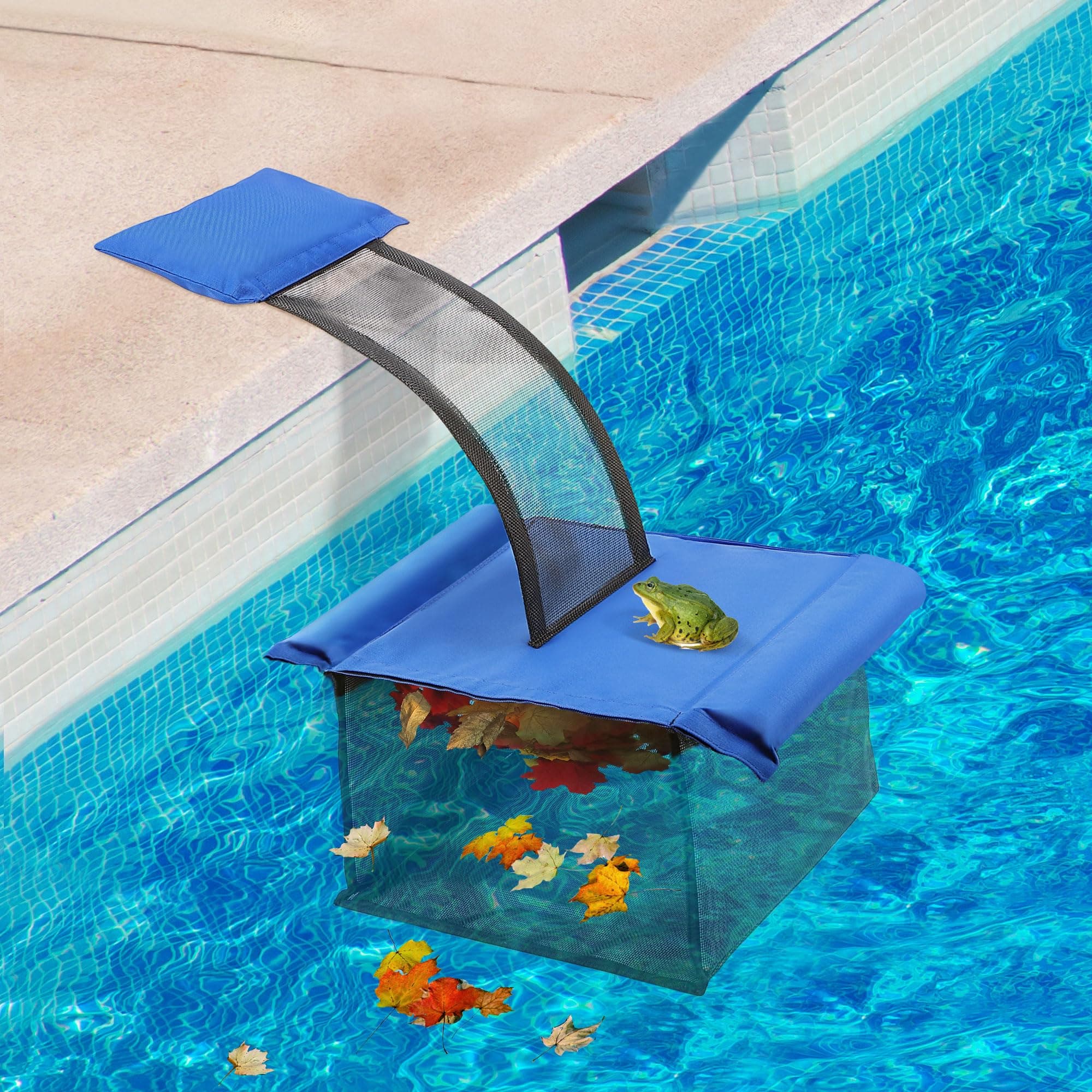 2 IN 1 Pool Leaf Skimmer with Animal Saving Escape Ramp, Floating Leaf Skimmer Net for Pool Surface Cleaning, Pool Critter Escape Ramp Accessories Tools, Above Ground Pool Leaf Skimmer(Classic Style)