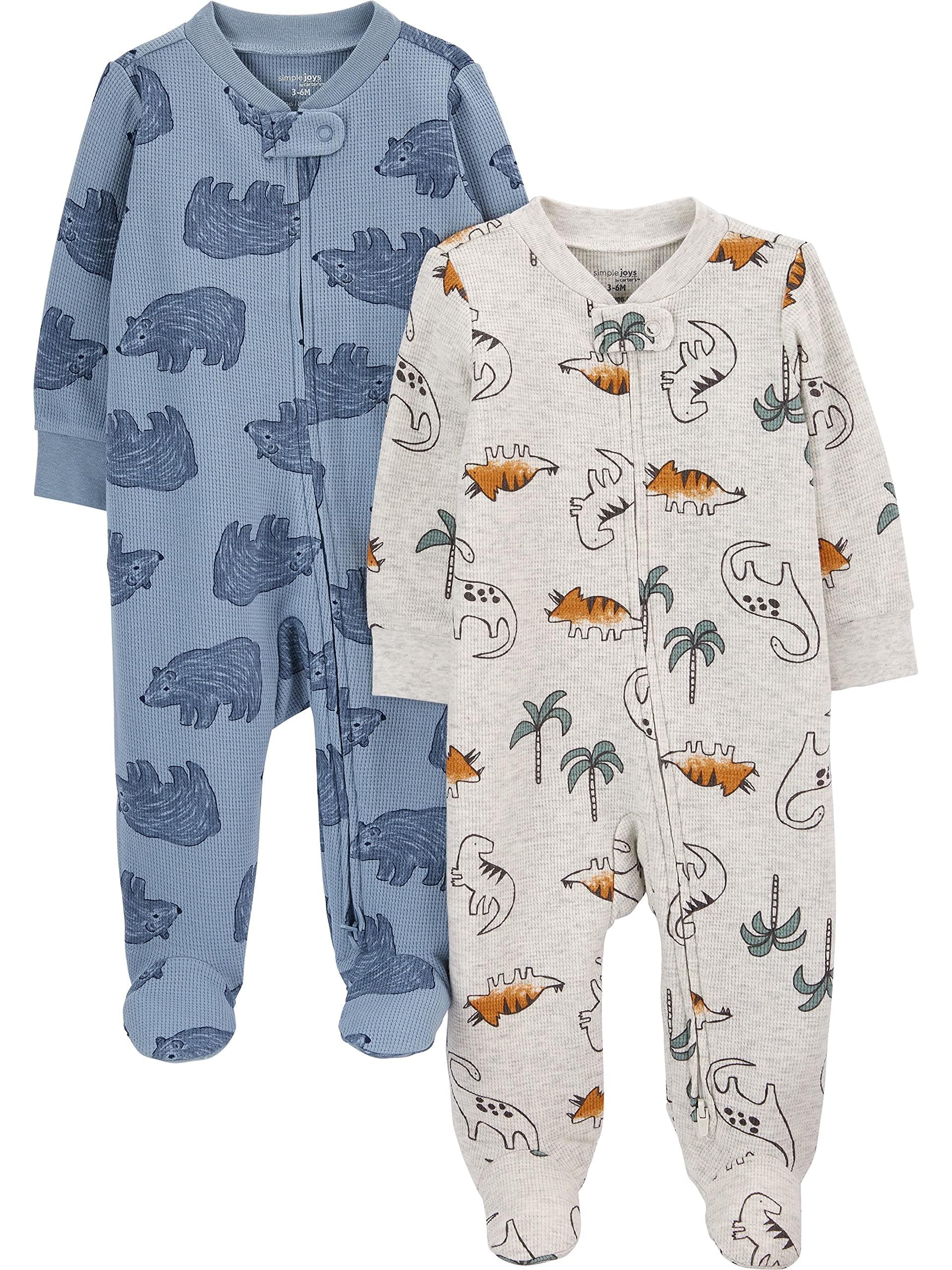 baby-boys 2-pack 2-way Zip Cotton Footed Sleep and Play
