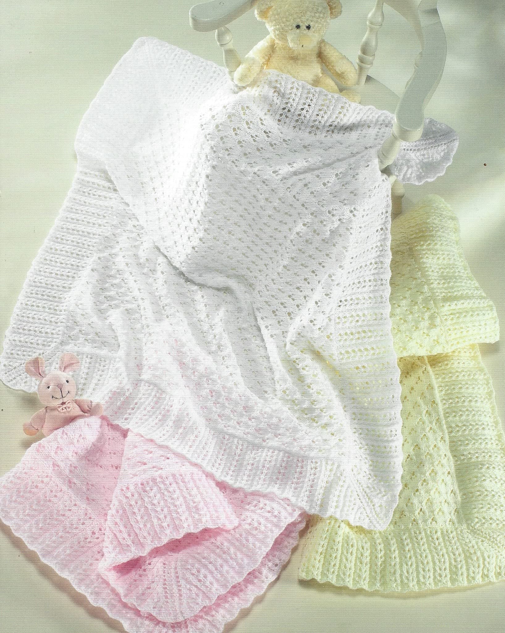 Sirdar Snuggly 3PLY / 4PLY / DK Baby Shawl Blanket Knitting Pattern 1665