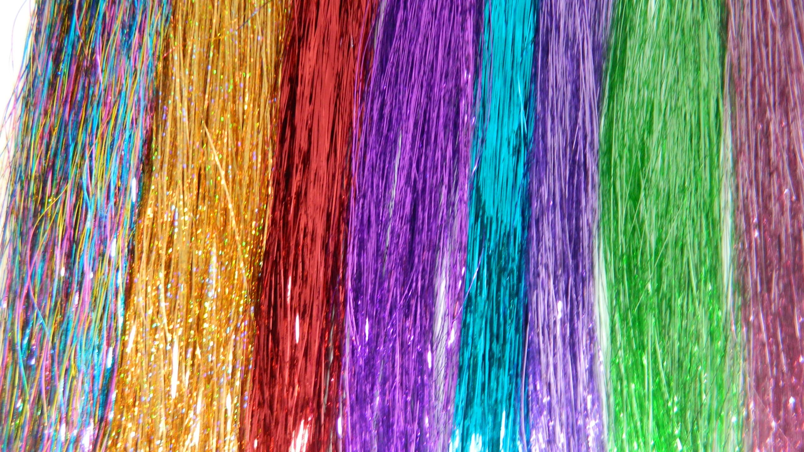 25 Long Rainbow Strand Tinsel Hair Extensions 40 Inches Long