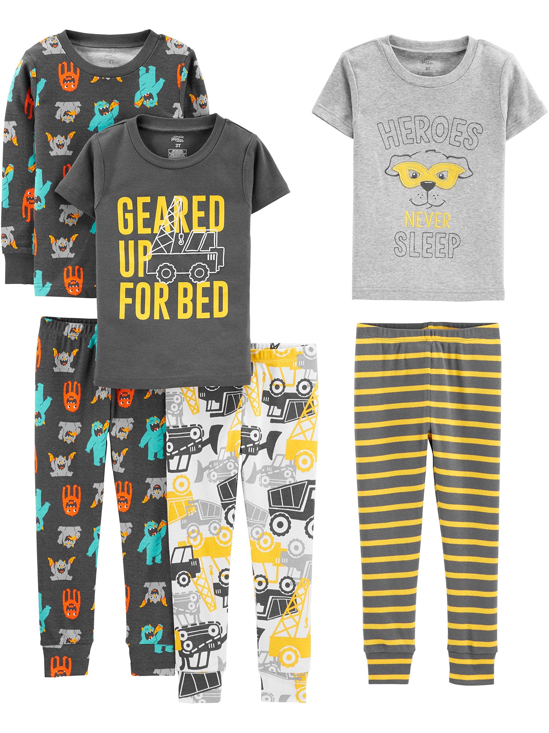 Boys' 6-Piece Snug Fit Cotton Pajama Set