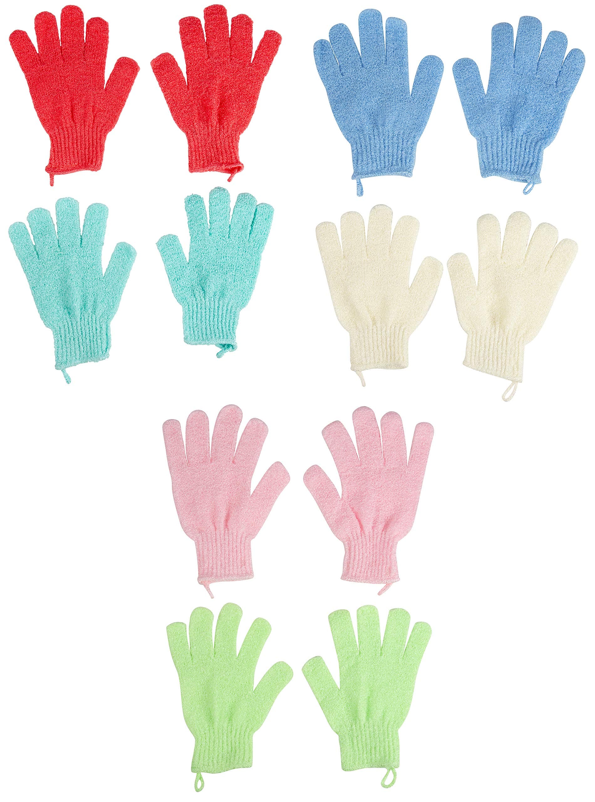 GlamlilyShower Gloves - Gentle Spa Exfoliation & Bath Scrub Gloves - Exfoliating Shower Mitts & Body Scrubber for Women - Pack of 6-Pair Spa Set, Multicolored