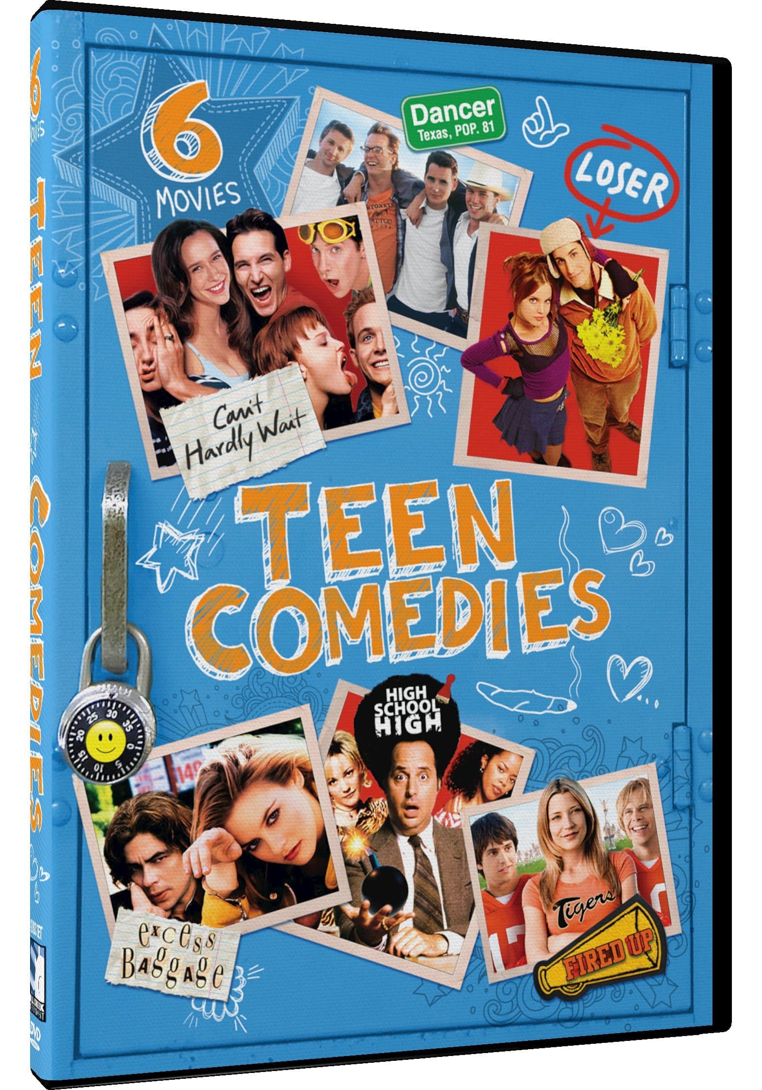 Teen Comedies - 6 Movie Set - Can't Hardly Wait - Loser - High School High - Excess Baggage - Fired Up - Dancer, Texas Pop.81