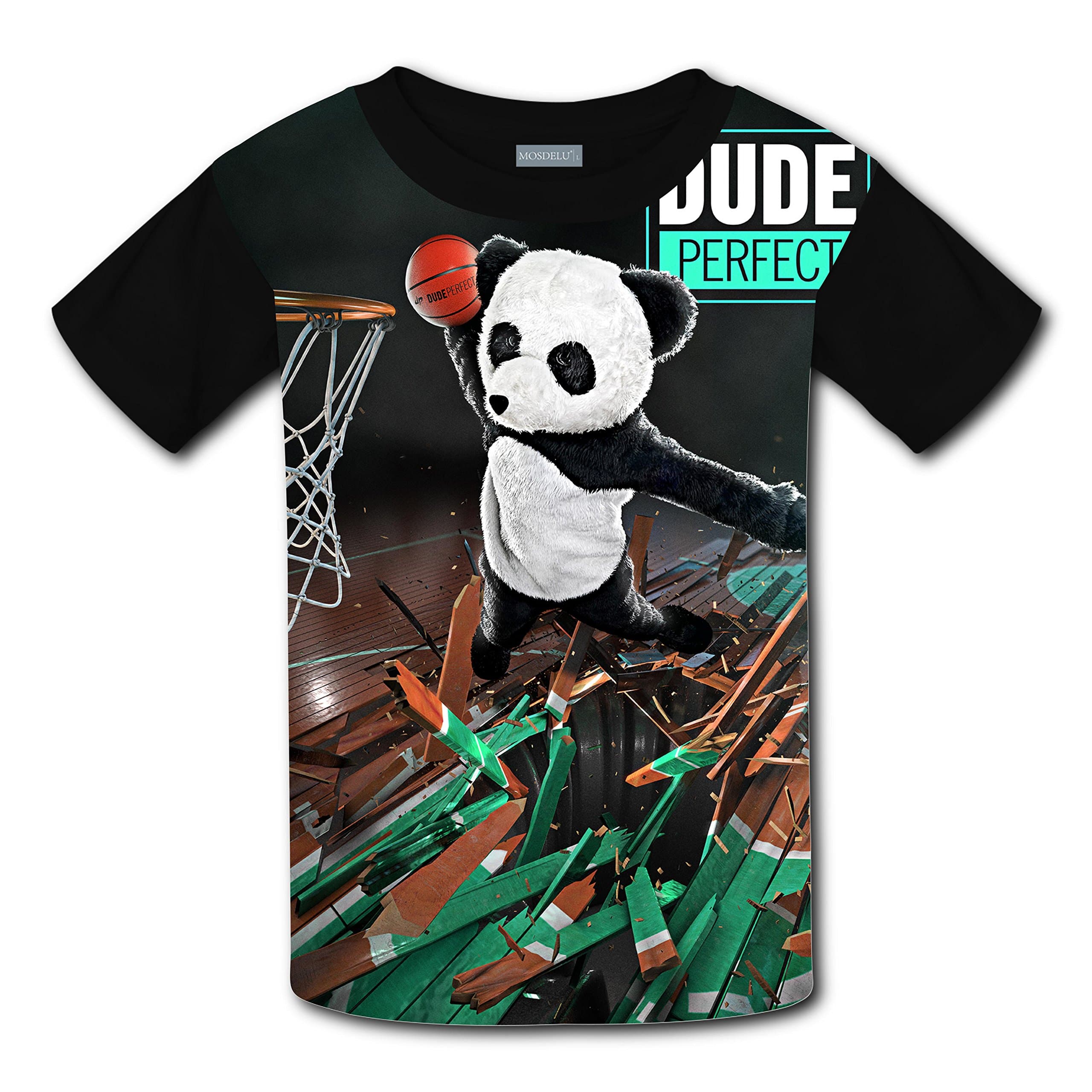Dude Panda Perfect DP Boys Girls Casual t shirt Soft Tee Round Black Tops M
