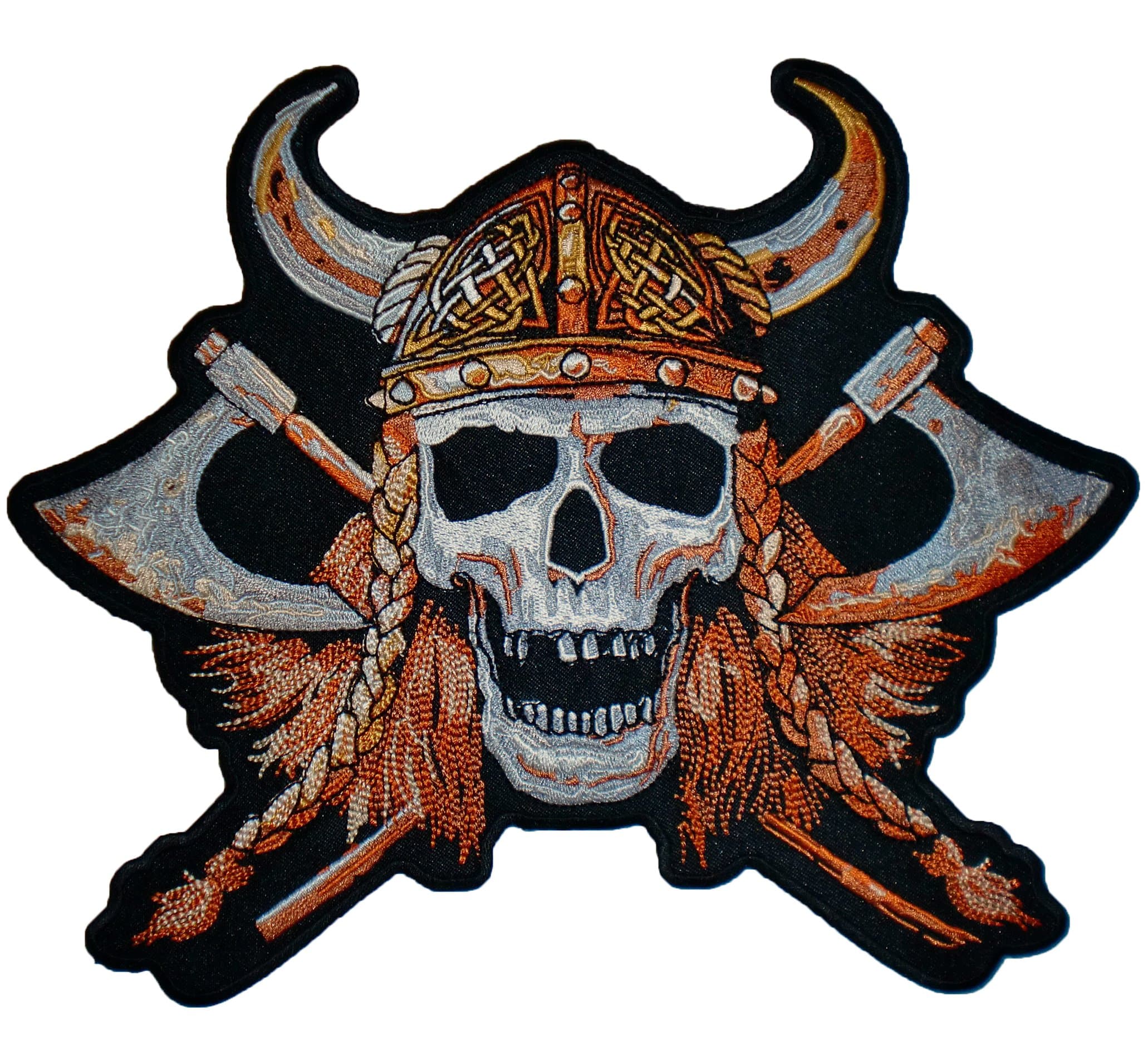 8x10" Vikings Skull Axe Warrior Head Motorcycle Biker Back Patch XL