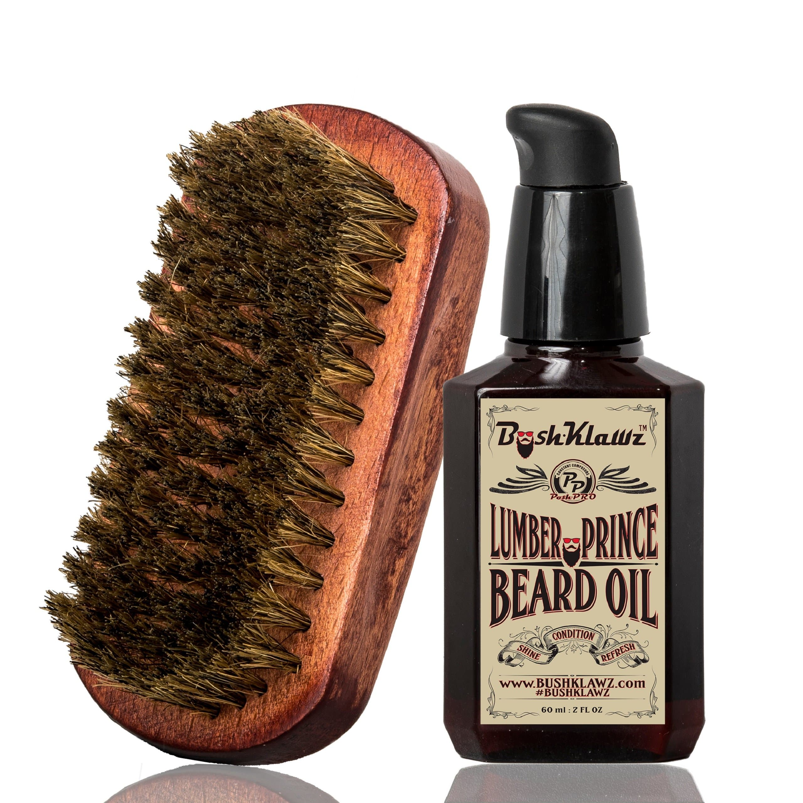 Lumber Prince Beard Oil Conditioner & BoarKlawz Beard Boar Brush Gift Set Beard Care Kit Men's Beard Grooming Bundle Set - Best Bearded Man Special Grooming Gift Deal for Men