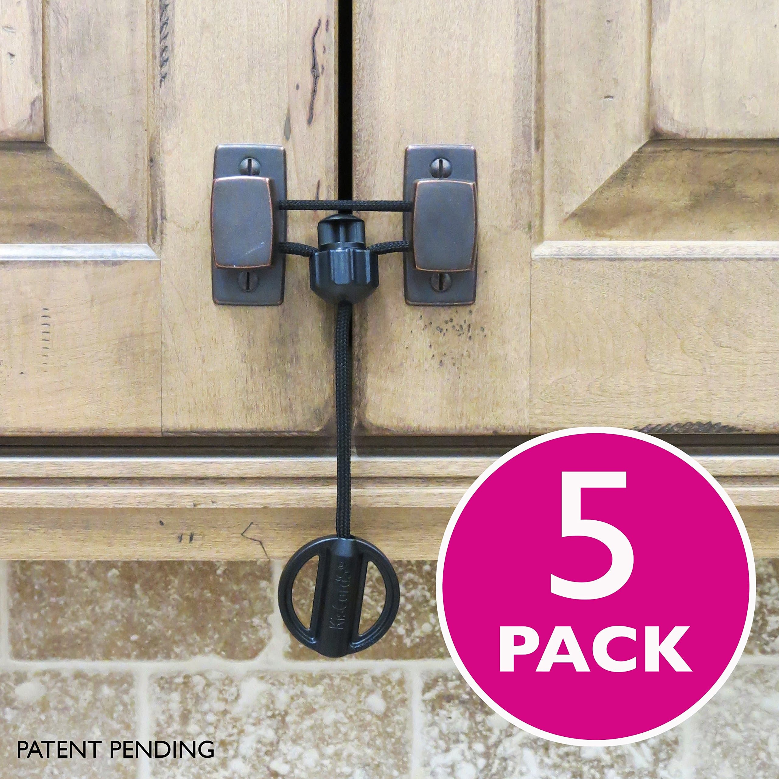 Baby Safety Cabinet Locks for Knobs Child Safety Cabinet Latches for Home Safety Strap for Baby Proofing Cabinets Kitchen Door Rv No Drill No Screw No Adhesive/Color Black/ 5 Pack Ez-Twist