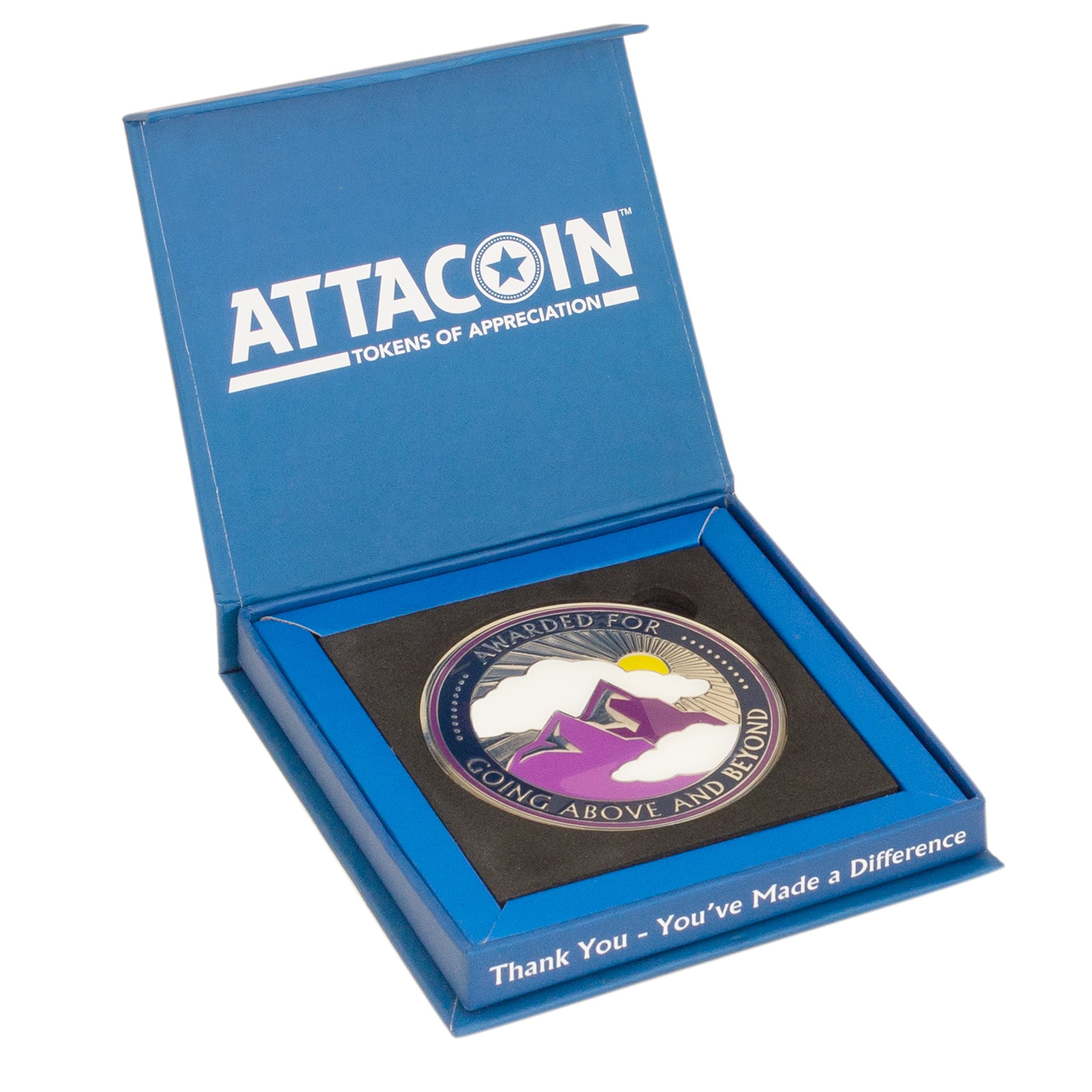 Employee Appreciation Gifts - Motivation and Recognition Award - Single Large Coin with Box (Going Above and Beyond)
