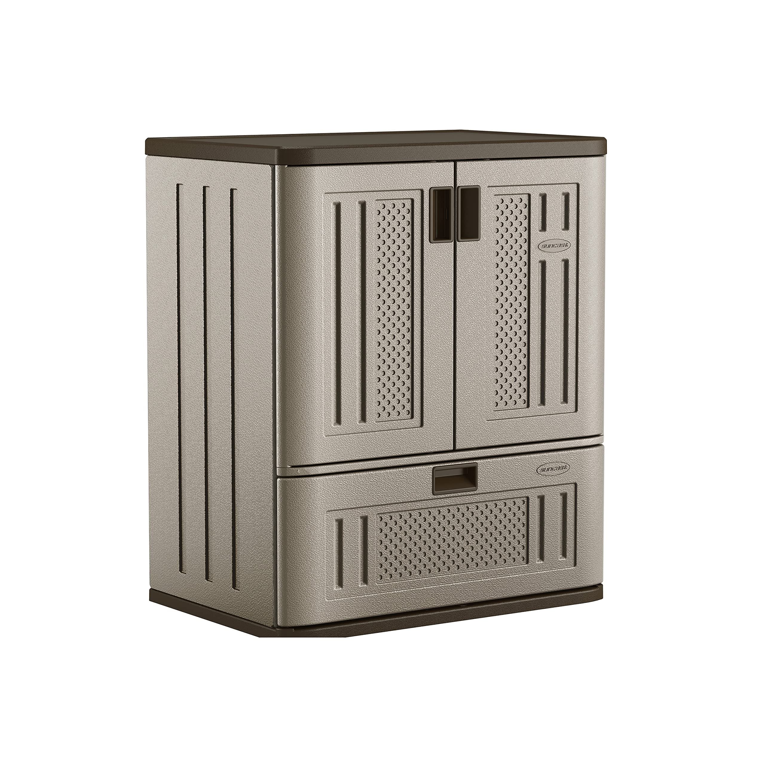 Indoor Resin Single-Drawer Storage Cabinet, Platinum Metallic, Made in The USA