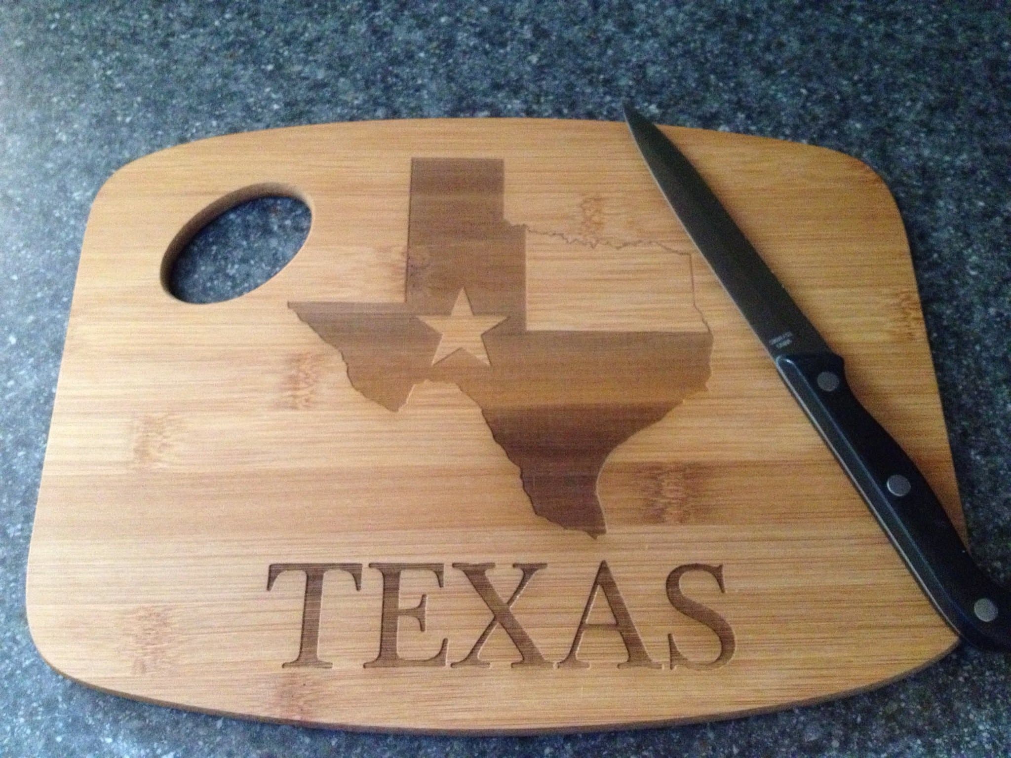 Texas State Cutting Board Bamboo Personalized