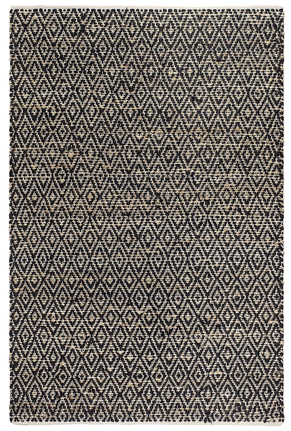 Fab Habitat, Jute & Recycled Cotton Area Rug/Floor Mat, Eco-Friendly Natural Fibers, Handwoven - Madera/Black & Natural, 2' x 3'