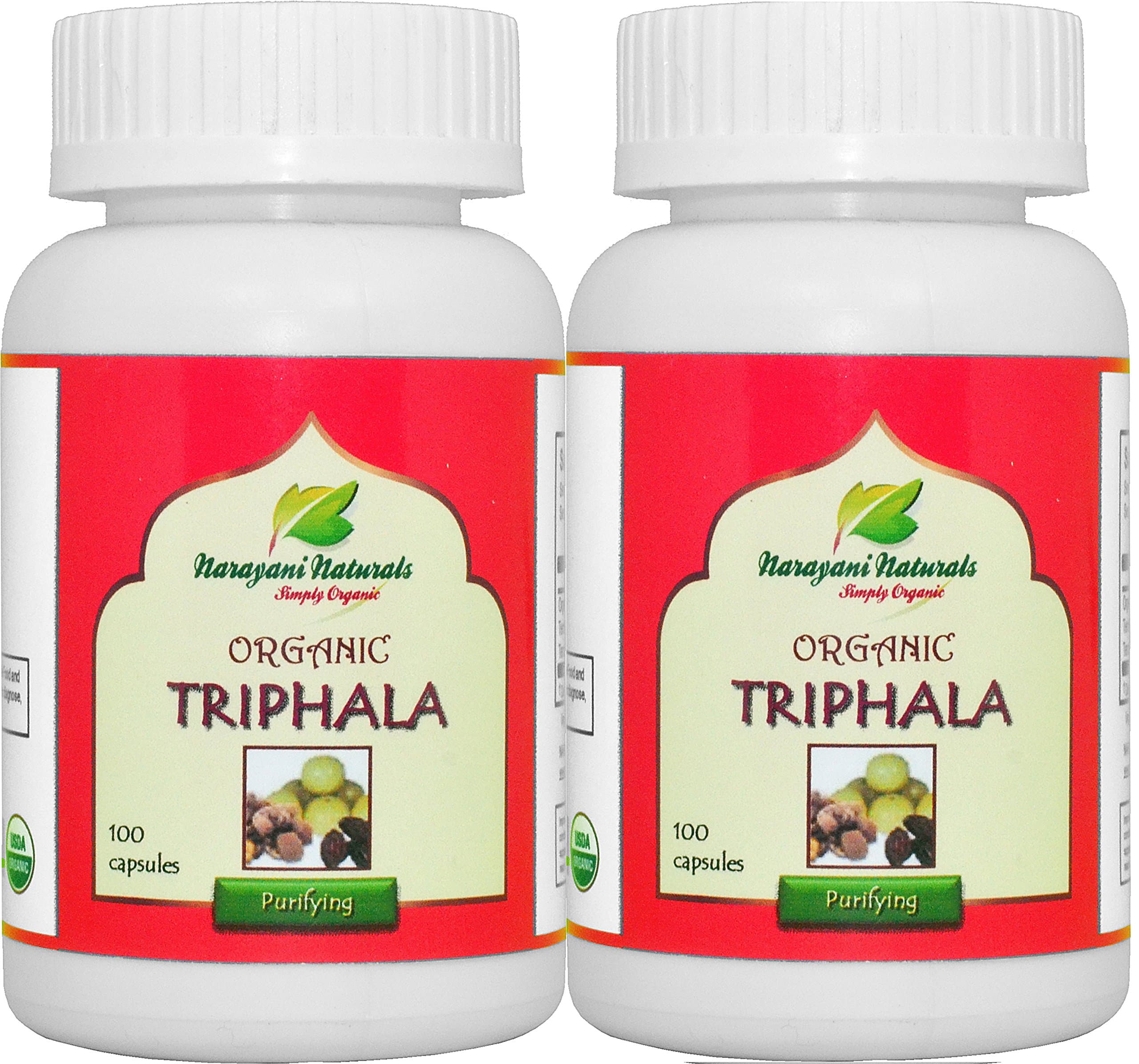 Organic Triphala 200 veggie capsules (650 mg each) - Certified organic,