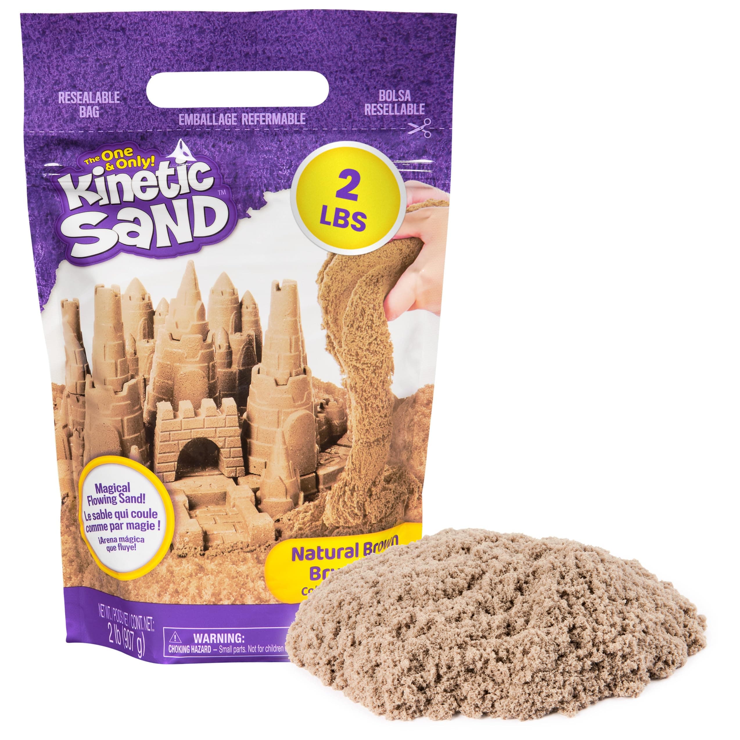 Kinetic Sand, The Original Moldable Sensory Play Sand, Brown, 2 lb. Resealable Bag, Ages 3+