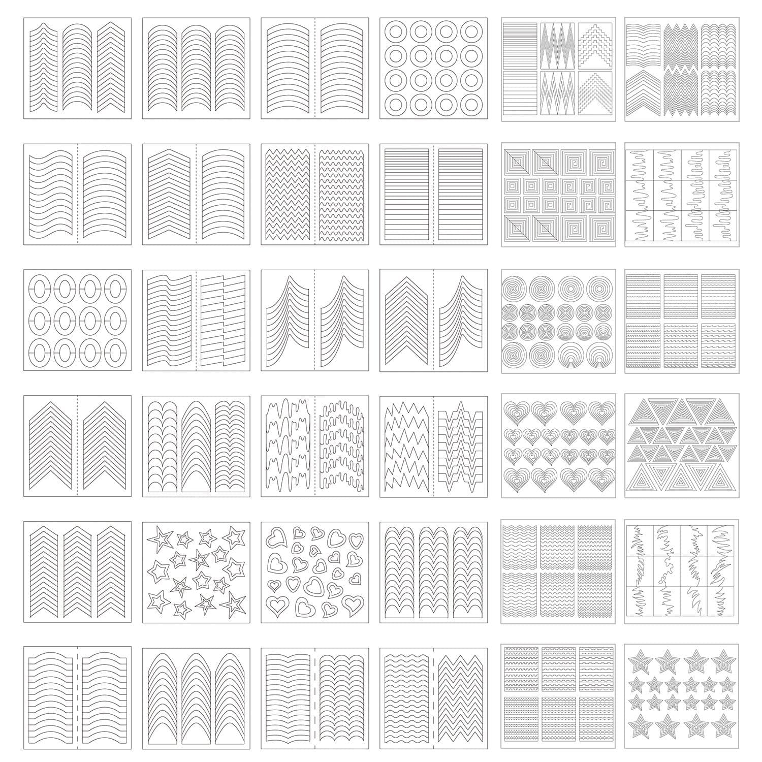 EBOOT1275 Pieces 49 Designs Nail Art Stencils French Tip Guides Stickers Form Fringe Guides Vinyl, 36 Sheets