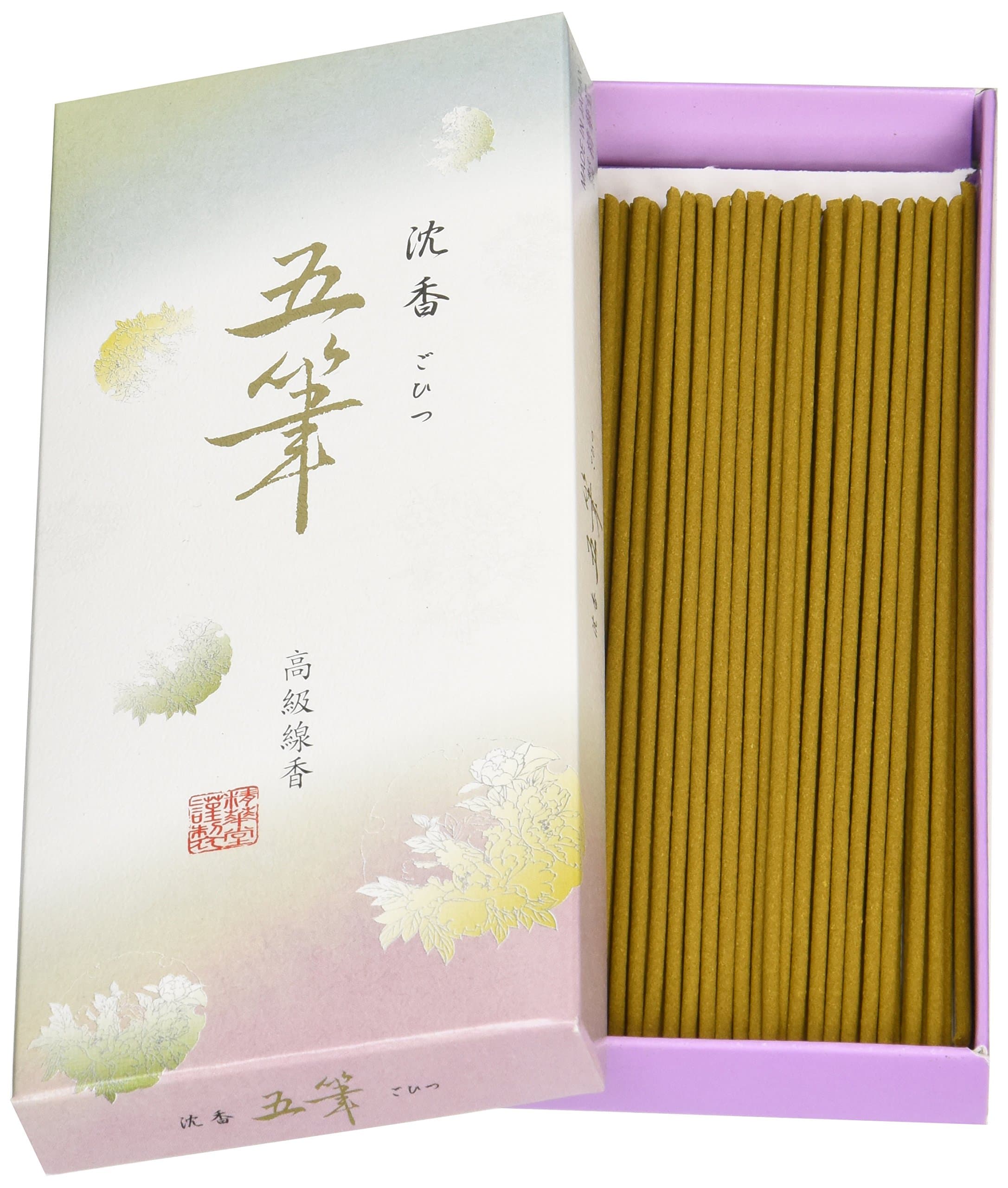 Seikado Japanese Agarwood Incense Sticks Jinko Gohitsu Small Pack - 5.5 inches 60 sticks - Made in Japan - Aloeswood - Oud