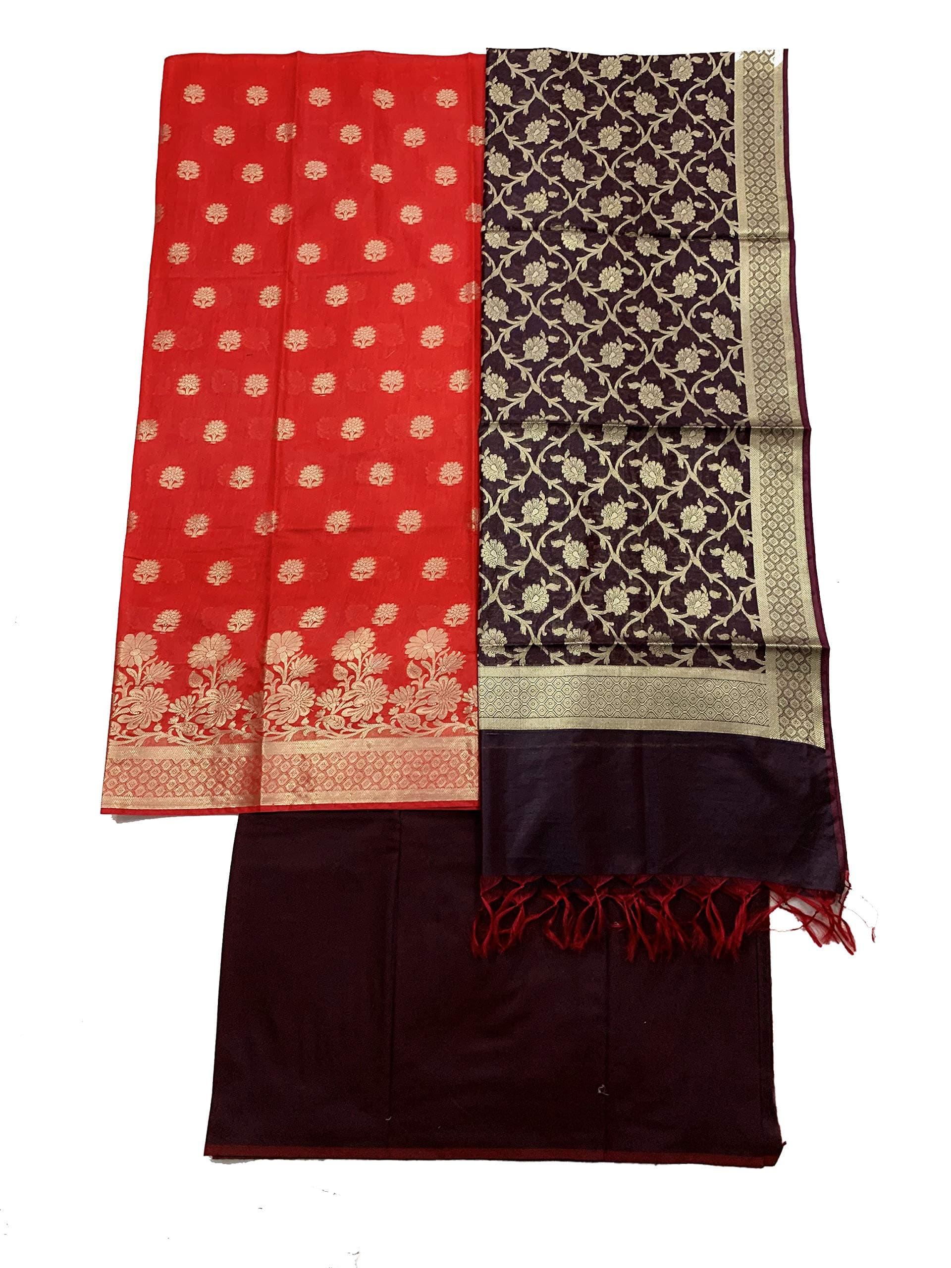 Women's Summer Silk/Cotton Suit With Self Color Dupatta(TMU1-1)