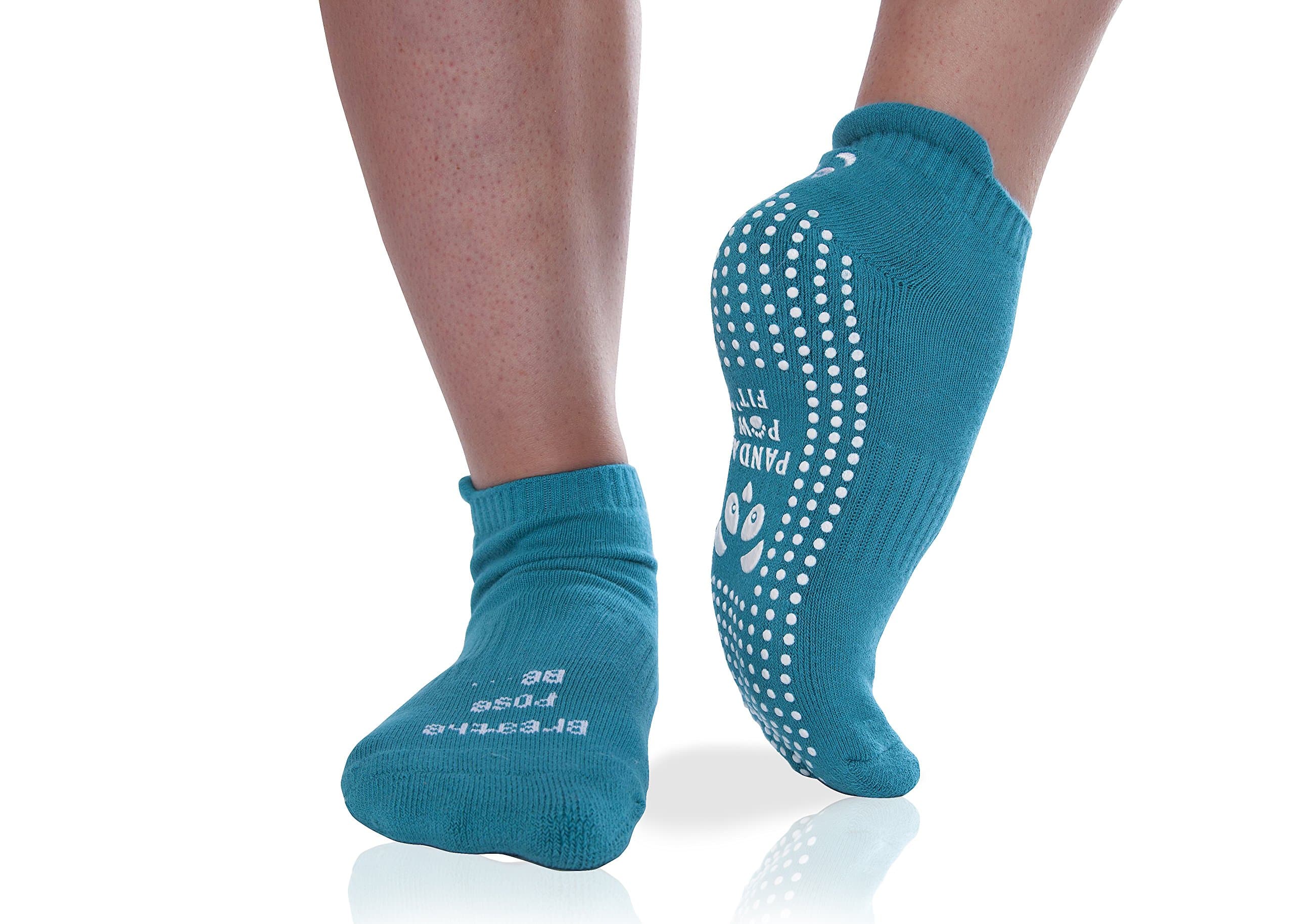 Panda Paw Fit Yoga Pilates Barre Non-Slip No Skid Socks with Grips for Class Home
