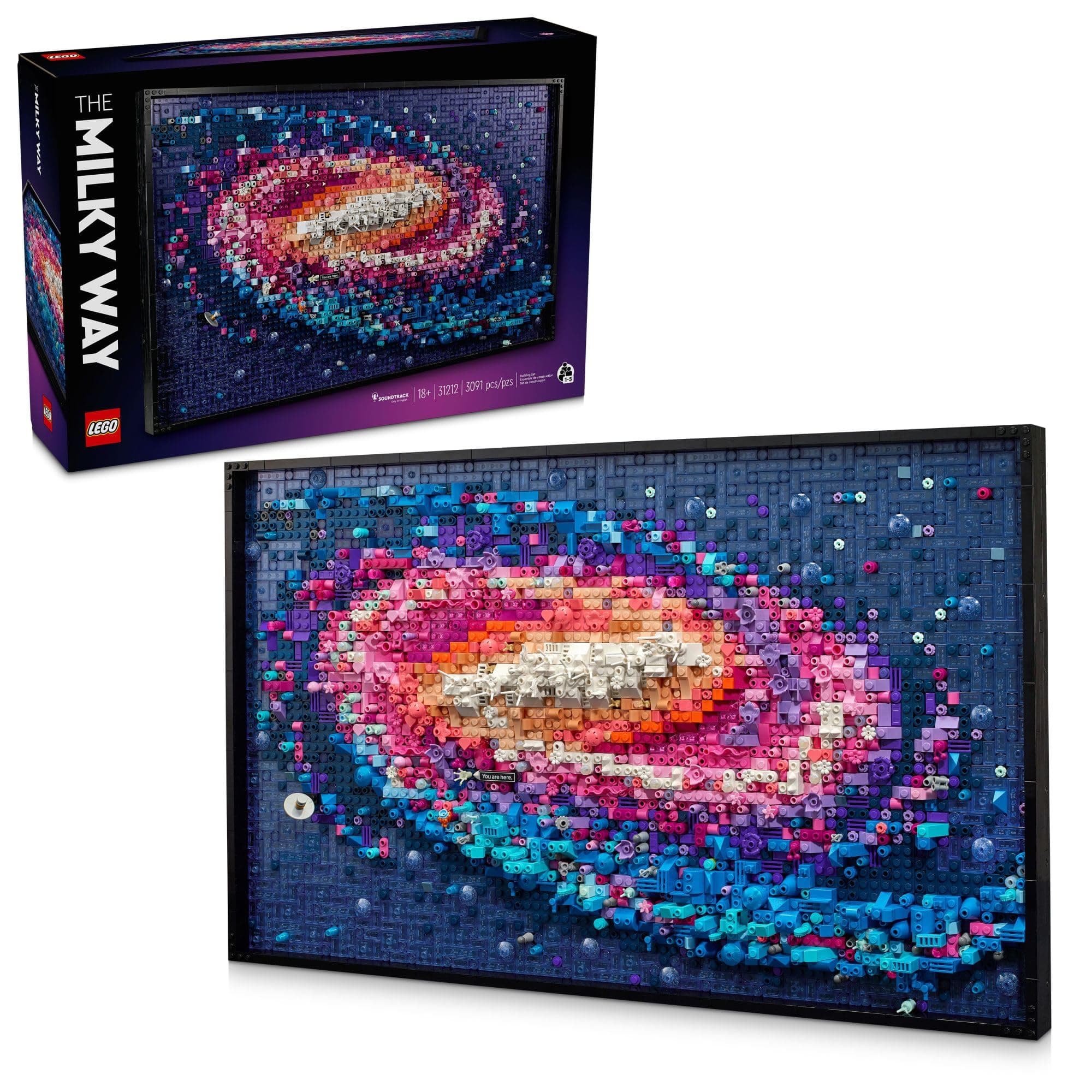 LEGO Art Milky Way Galaxy Building Set - Space Decoration DIY Kit for Adults Bedroom Wall Ages 18+ - Gift Idea for Men and Women - Framed Display - 31212