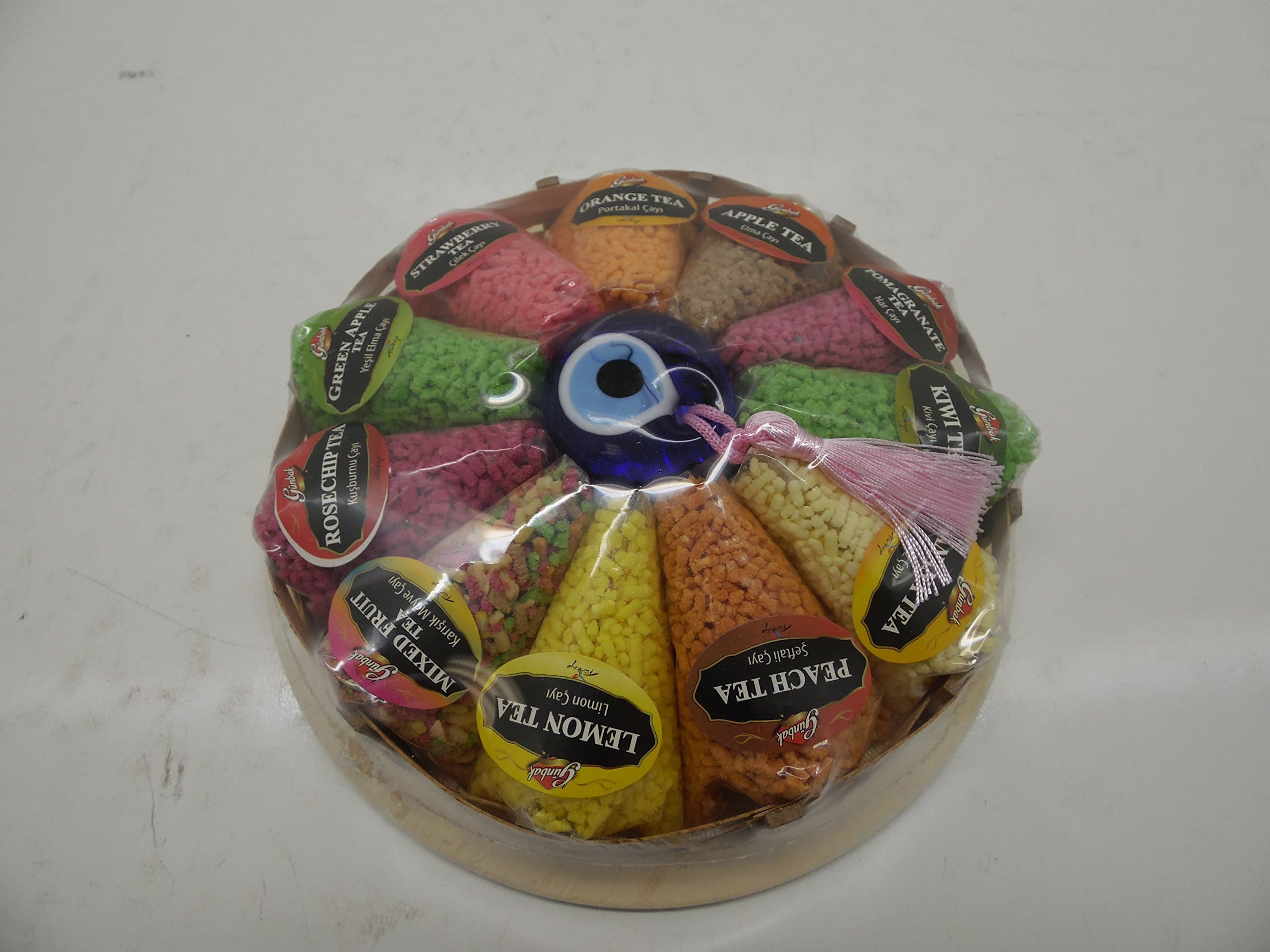 Gunbak Granulated Turkish Mixed Fruit Tea with Evil Eye Ornament, 11 Ct
