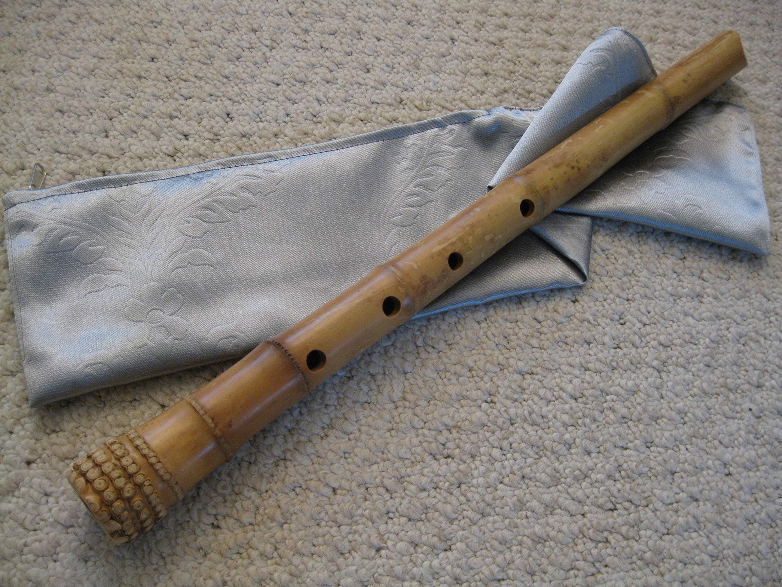 1.8 Pentatonic Shakuhachi w. Root End 5 Holes, natural shakuhachi style mouthpiece - Matake bamboo Zen Instrument