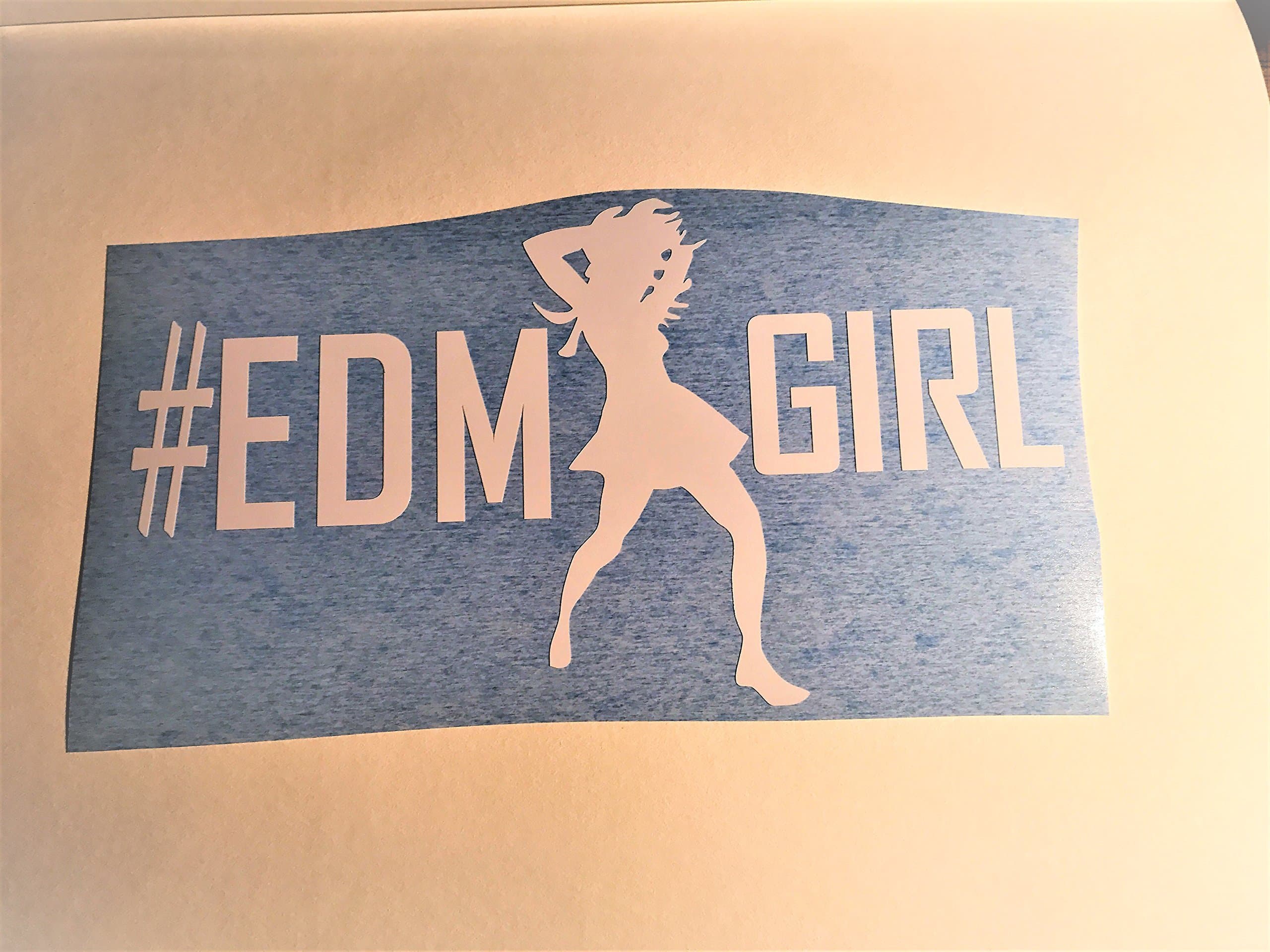 HashTag EDM Girl | White Vinyl Decal Art | Electronic Dance Music