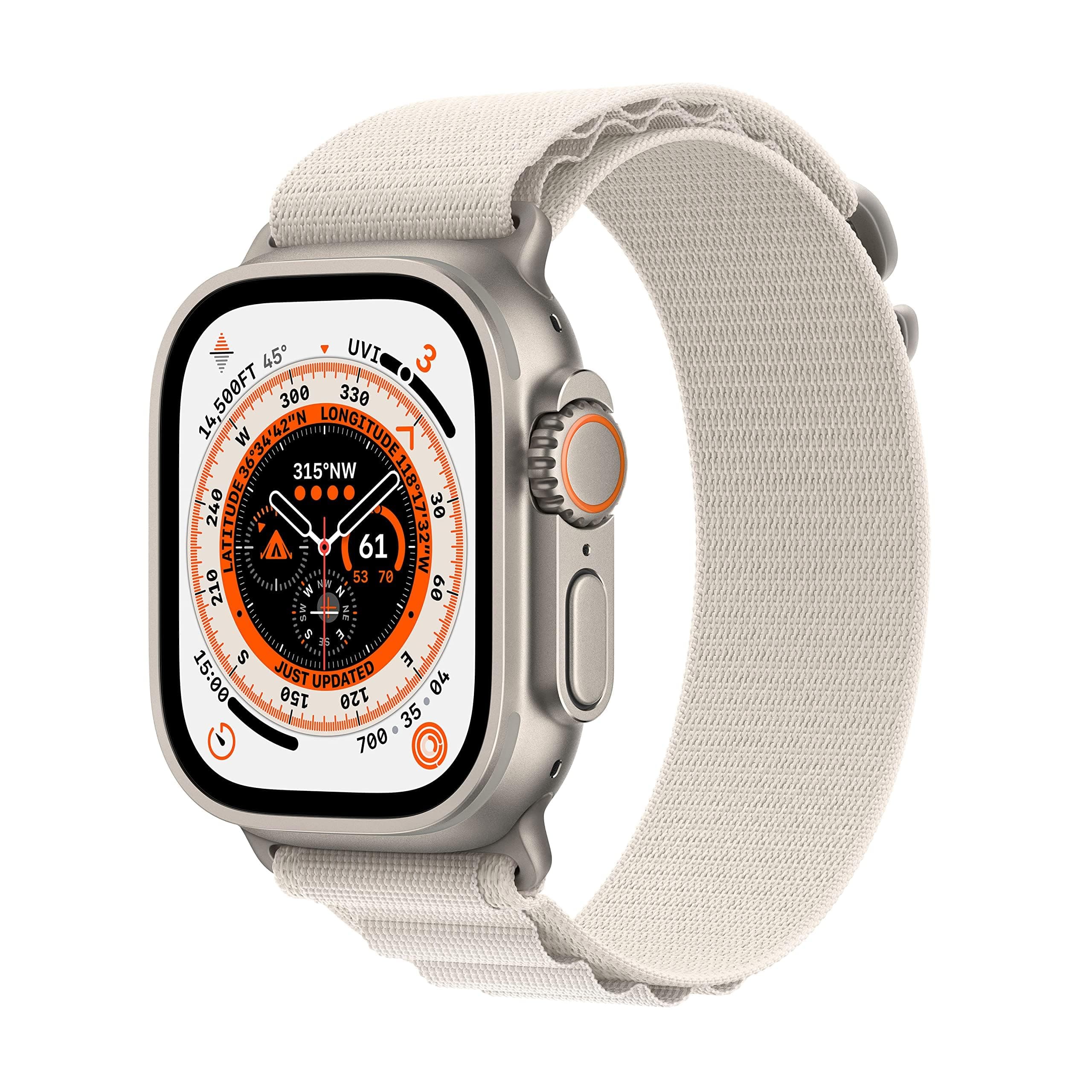 - Apple Watch Ultra [GPS + Cellular 49mm] Titanium Case with Starlight Alpine Loop, Large (Renewed)