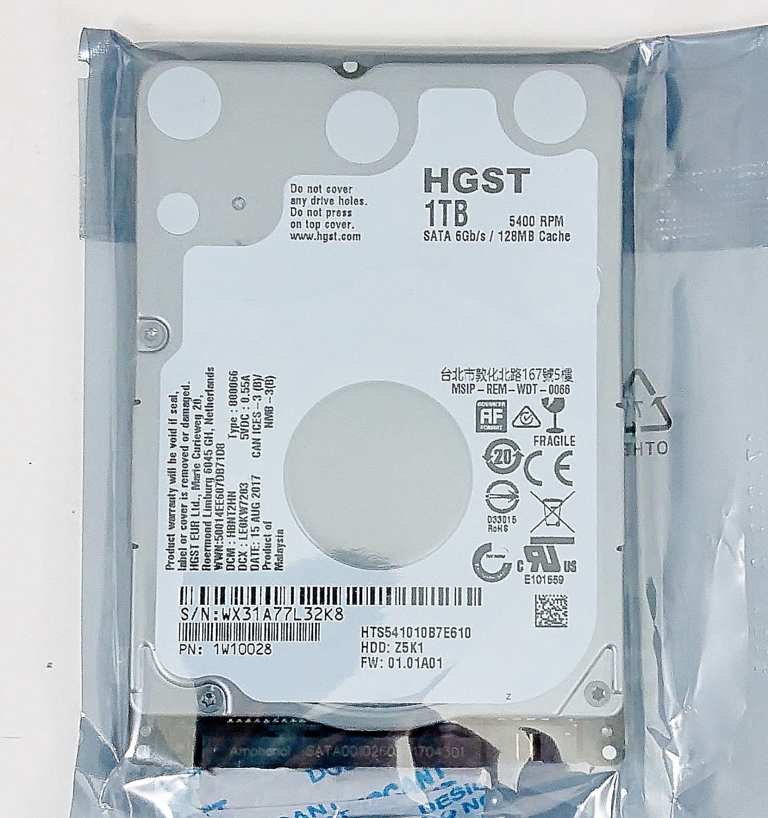 HGST 1W10028 - Travelstar Z5K1-1 TB 5400rpm - SATA-600-128MB Cache - Warranty: 3Y