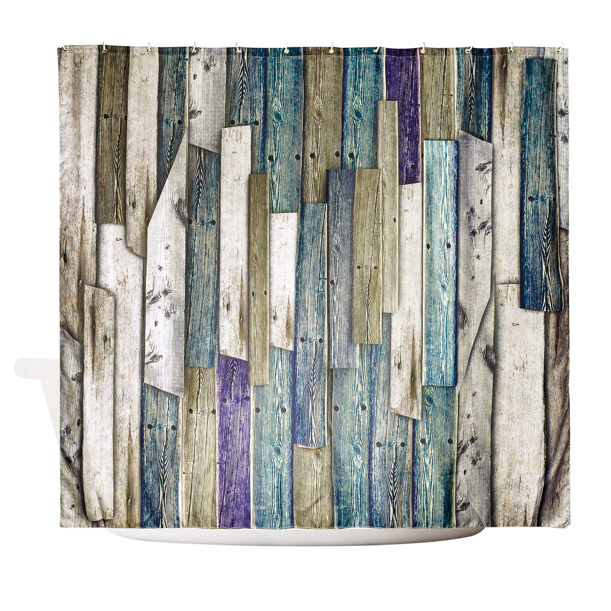 Teendo Shower Curtain, Mould Proof Resistant and Thick Waterproof Fabric, Washable 3D Polyester Bathroom Curtain, 180 X 180 cm with 12 Plastic Hooks.