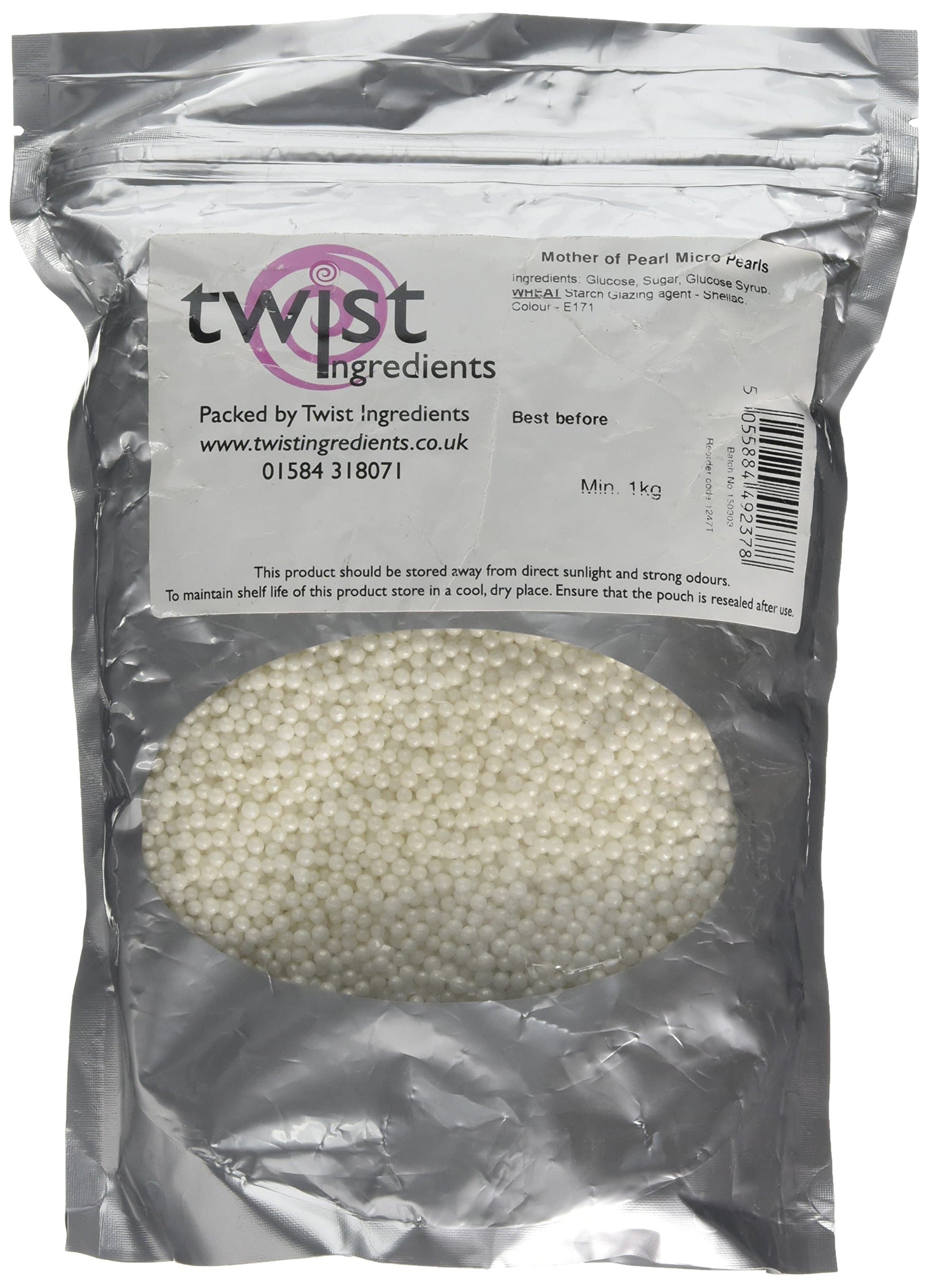 Twist IngredientsPearls - Mother of Pearl Glimmer Cake Topper Sprinkles - 800g Edible Shimmer Ball Cupcake Decorations - Weddings, Christenings & Parties