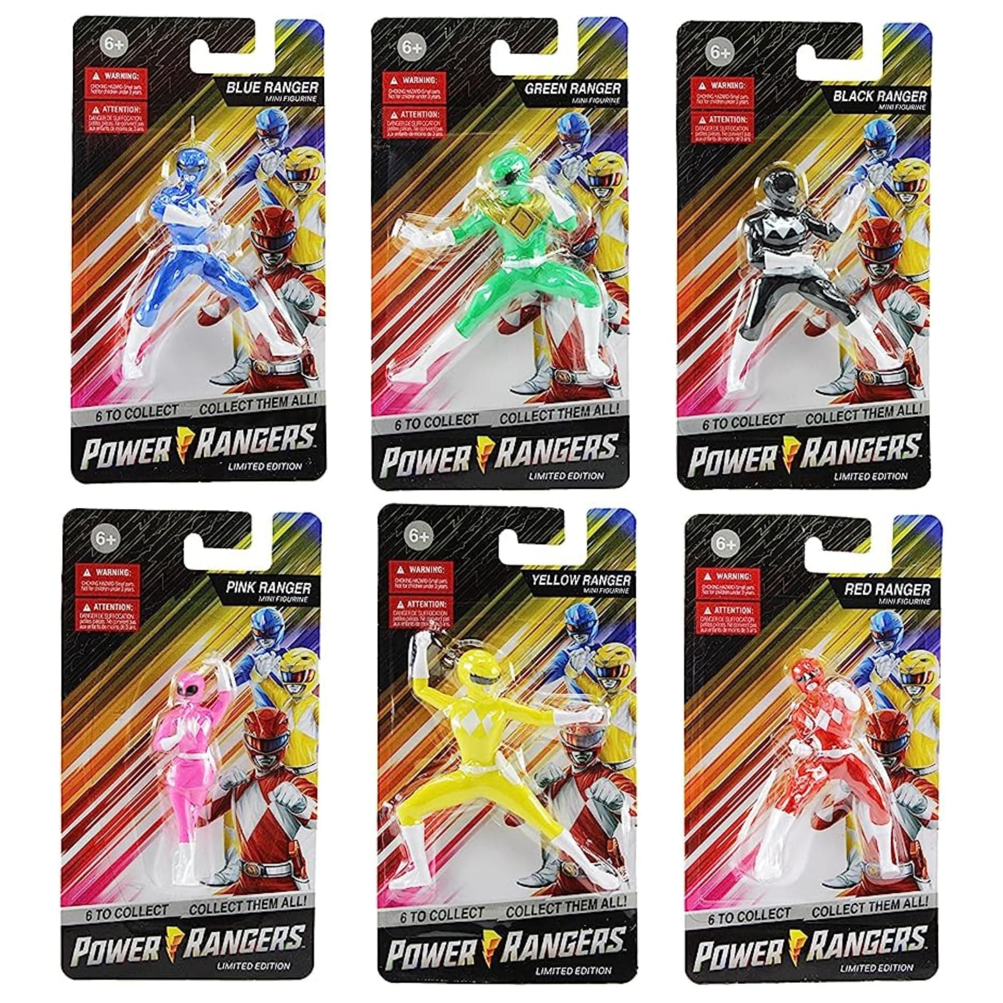 Limited Edition Power Rangers 2.5" Mini Figures - Blue, Green, Black, Pink, Yellow & Red Rangers Set of ALL 6