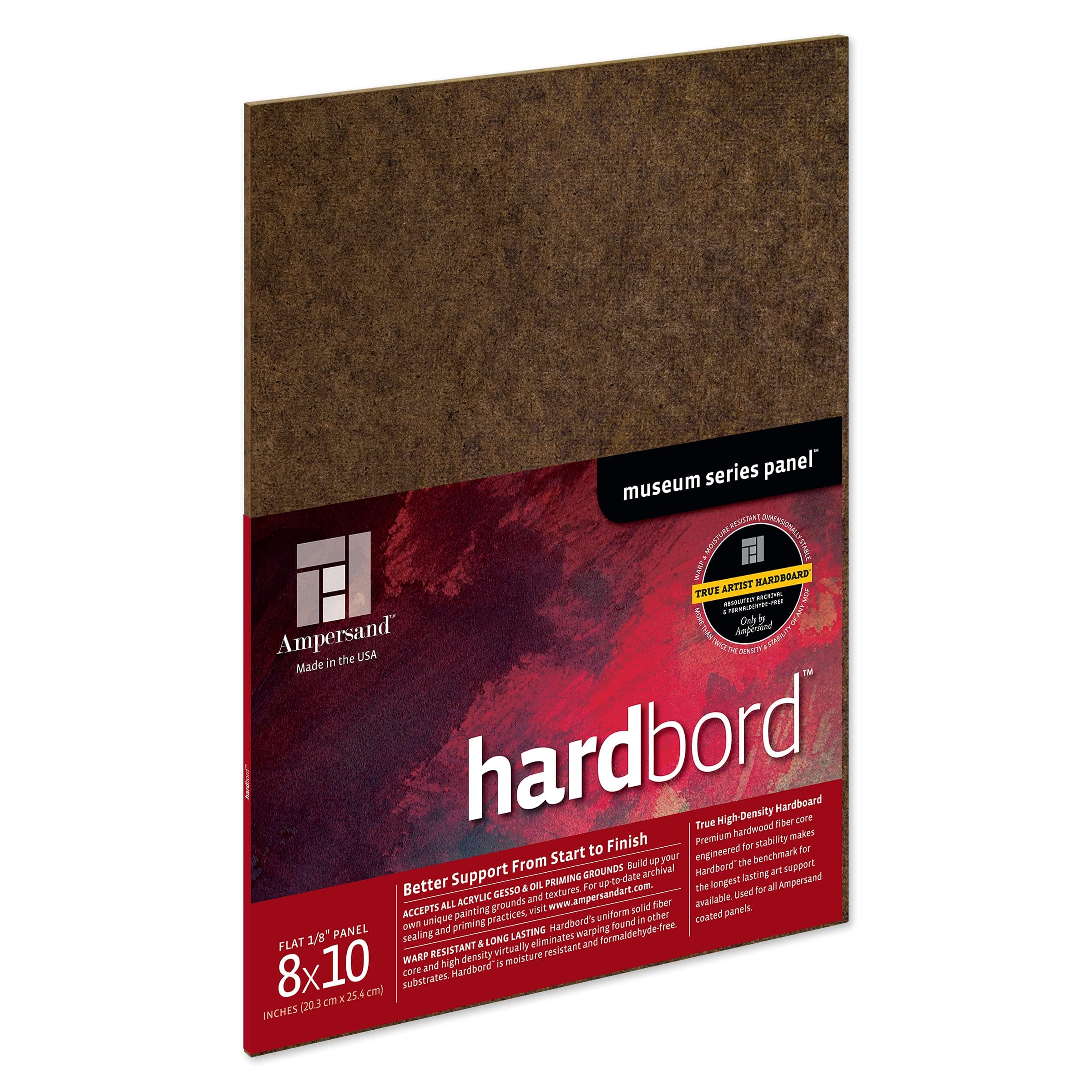 Hardboard Wood Painting Panel: Museum Series Hardbord, 8" x 10", 1/8 Inch Flat Profile