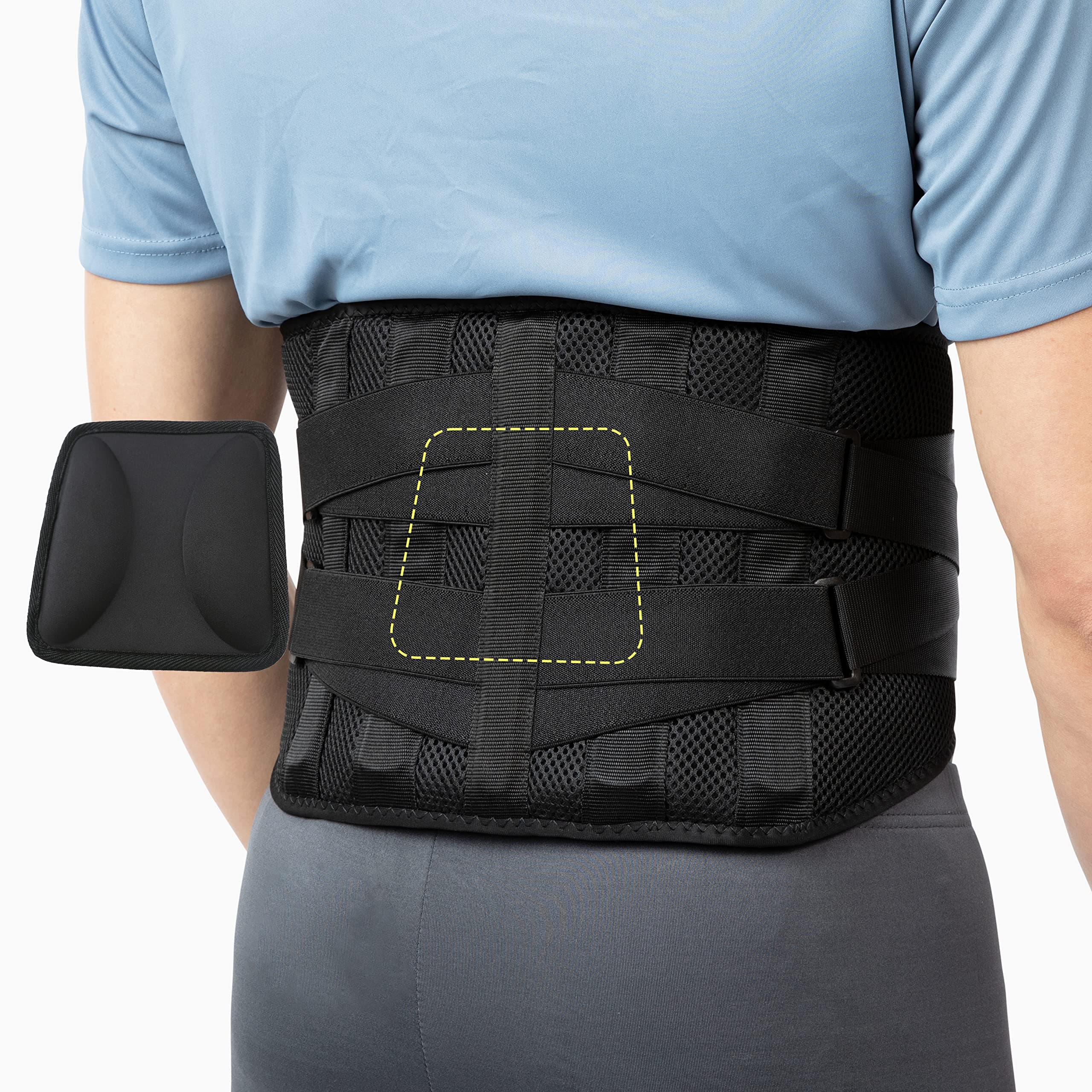 BraceUP Back Support with Lumbar Pad - Back Pain Relief for Men and Women, Lumbar Support Belt for Sciatica Pain, Heavy Lifting, Waist Support, Lower Back Brace (XXL 110-135cm)