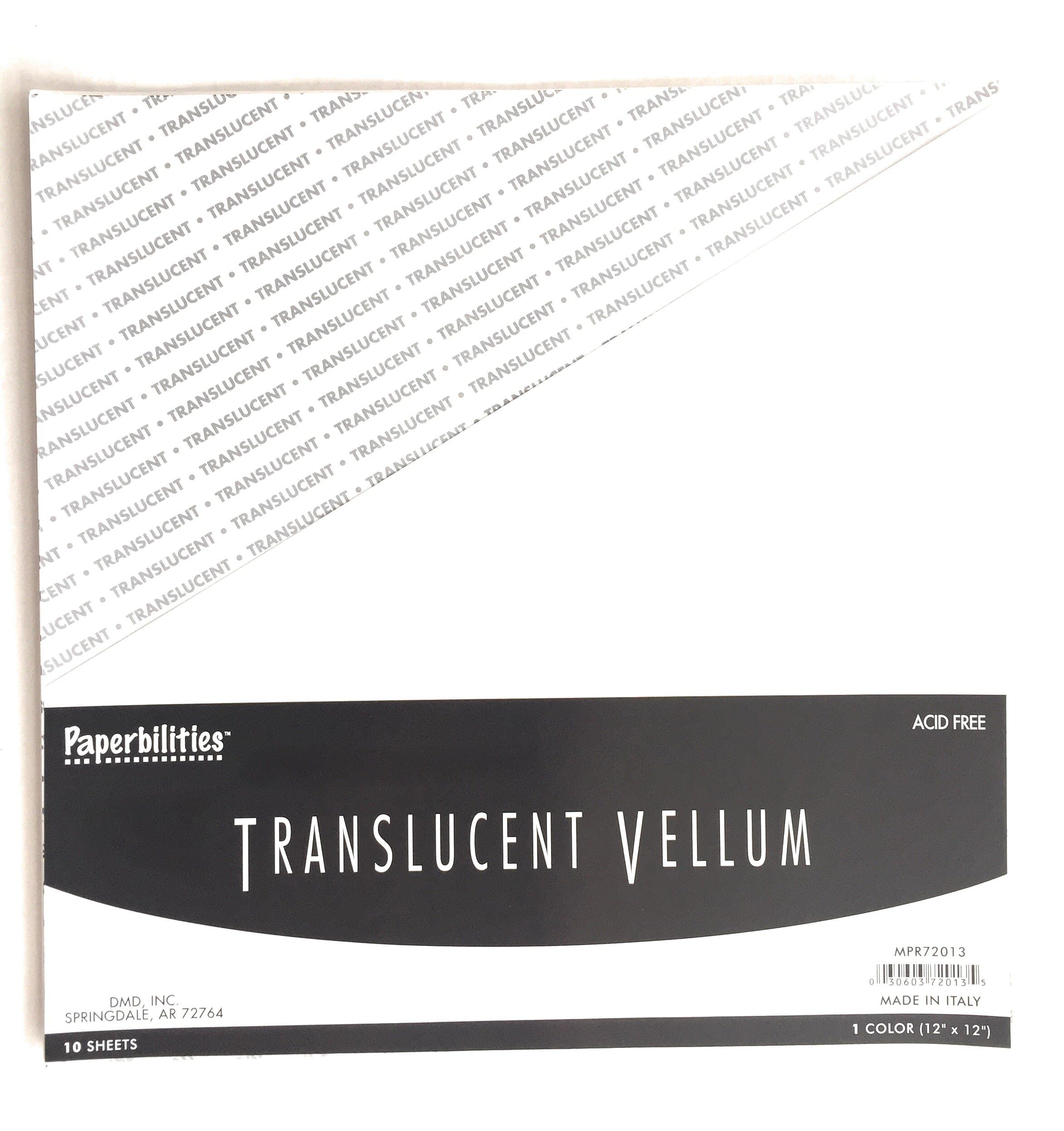 Translucent Vellum 12" x 12" Made in Italy 10 Sheets