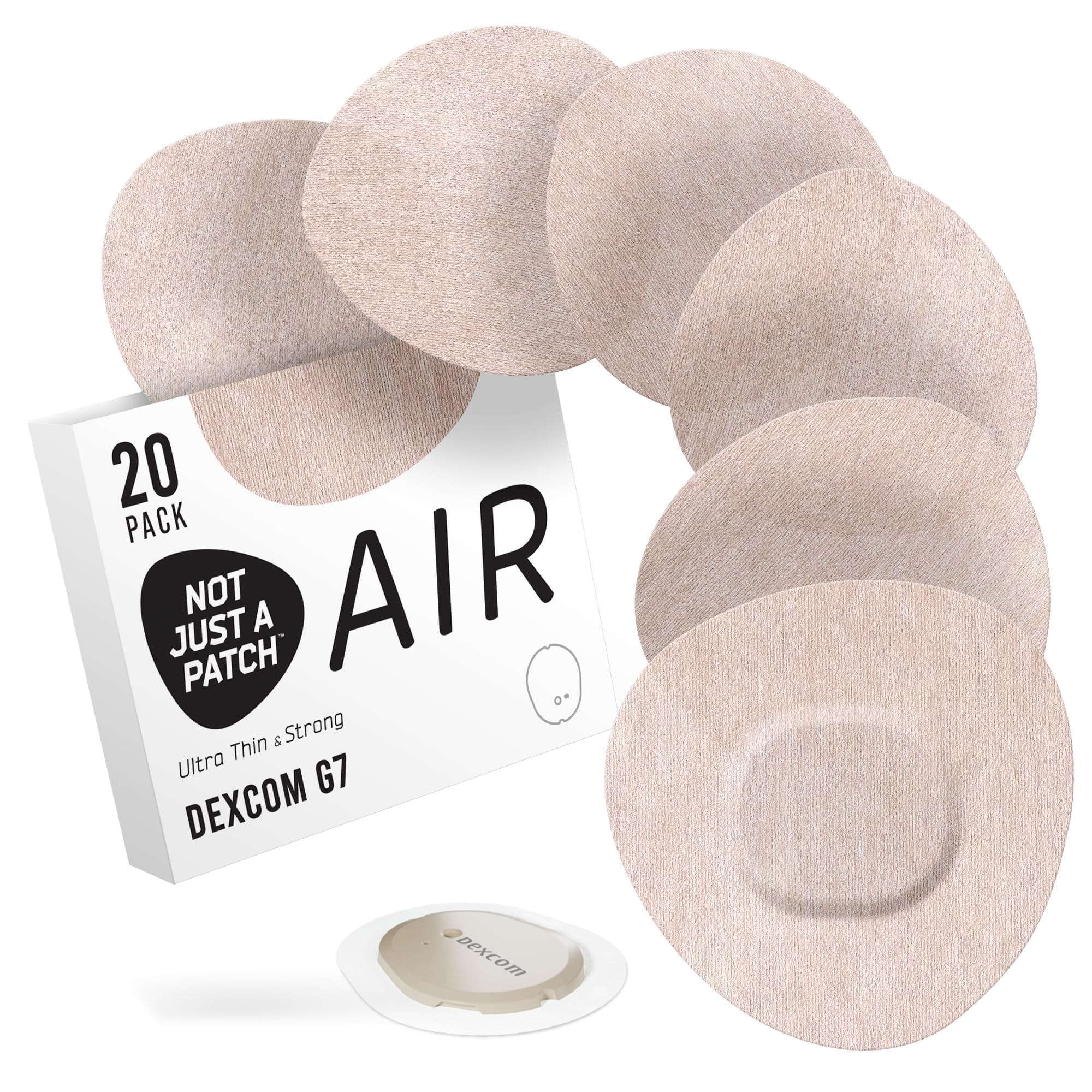 Not Just A Patch Air Dexcom G7 Adhesive Patches (20 Pack) - Stelo CGM & Dexcom G7 Over Patches with Ultra-Hold Durable Sensor Covers - Beige