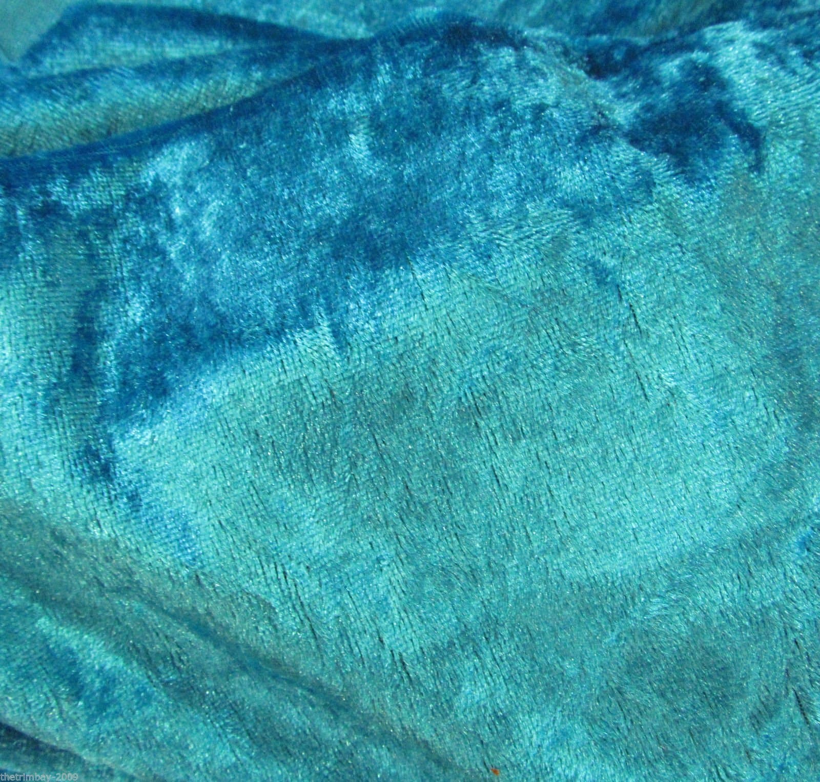 Turquoise Velvet Fabric Stretch, 150cm Wide Crushed Craft Velour - £3.75m Long