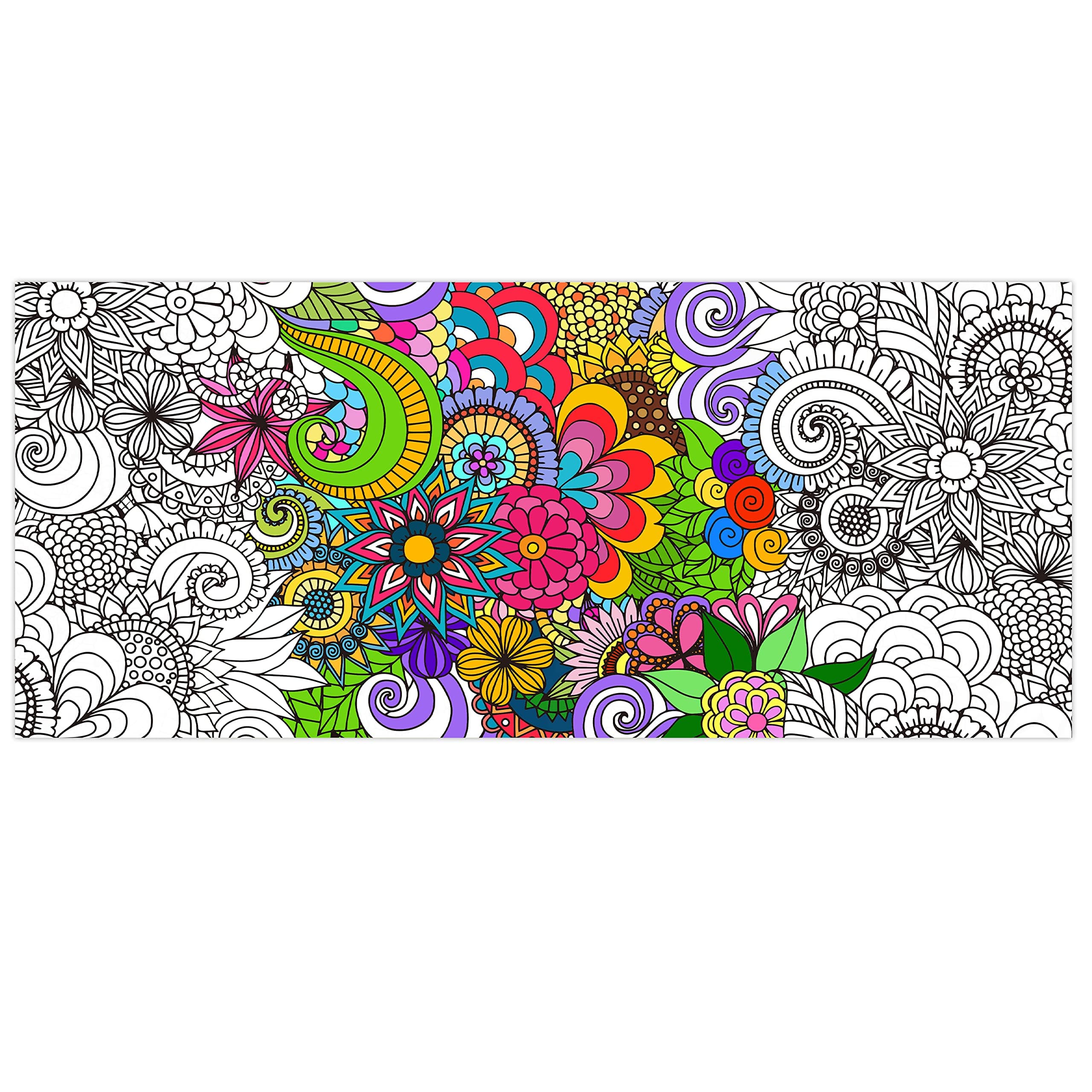 Dvbonike Jumbo Mandala Coloring Poster Giant Flower DIY Drawing Paper Art Blank Banner 55.1 x 23.6 Inch Coloring Table Cover Wall Decoration School Group Activities for Kids Arts Craft Party Suppiles