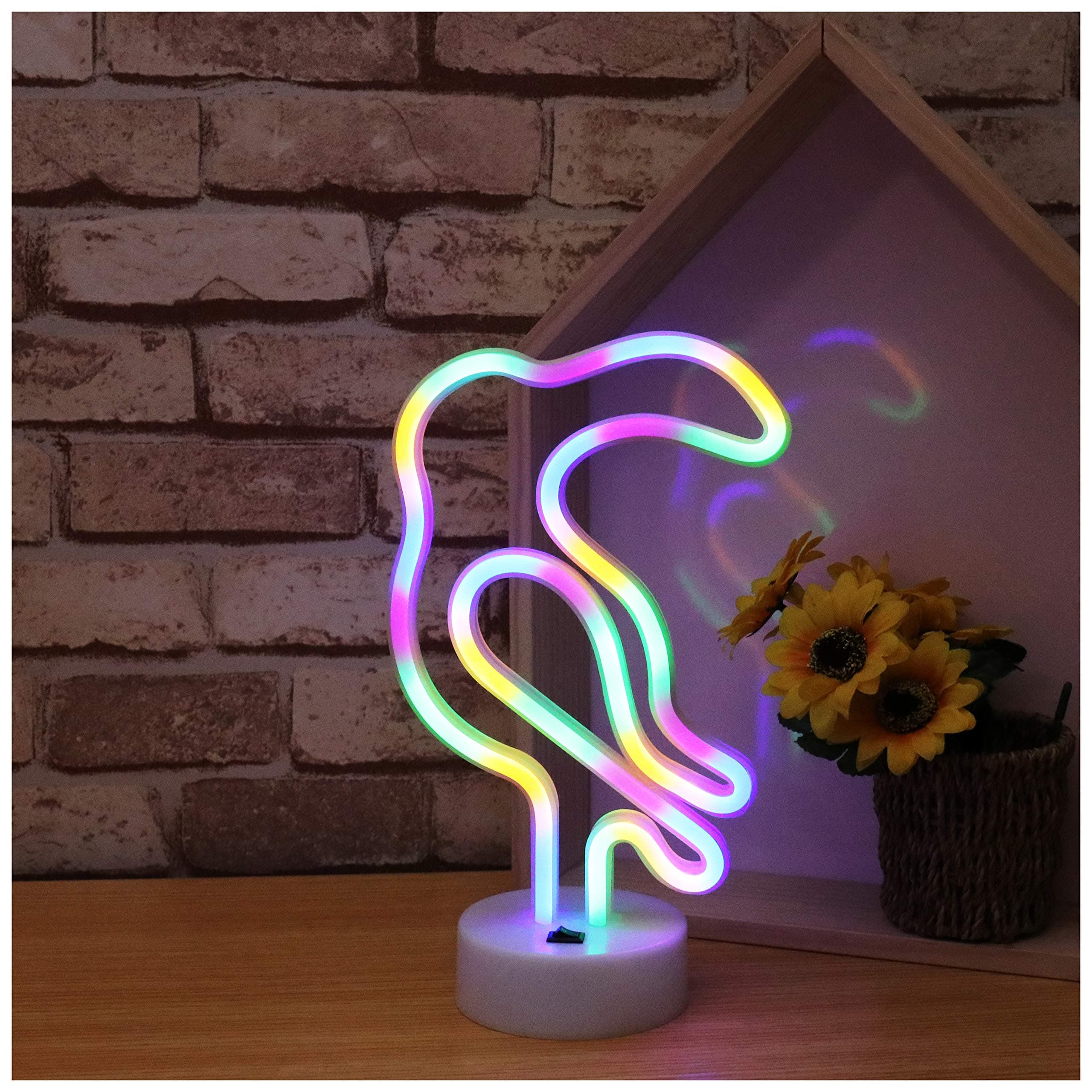 Oycbuzo Parrot Neon Signs Neon Lights with Holder Base Decor Light,LED Parrot Sign Shaped Decor Light,Marquee Signs/Wall Decor for Luau Summer Party Table Decoration Children Kids Gifts