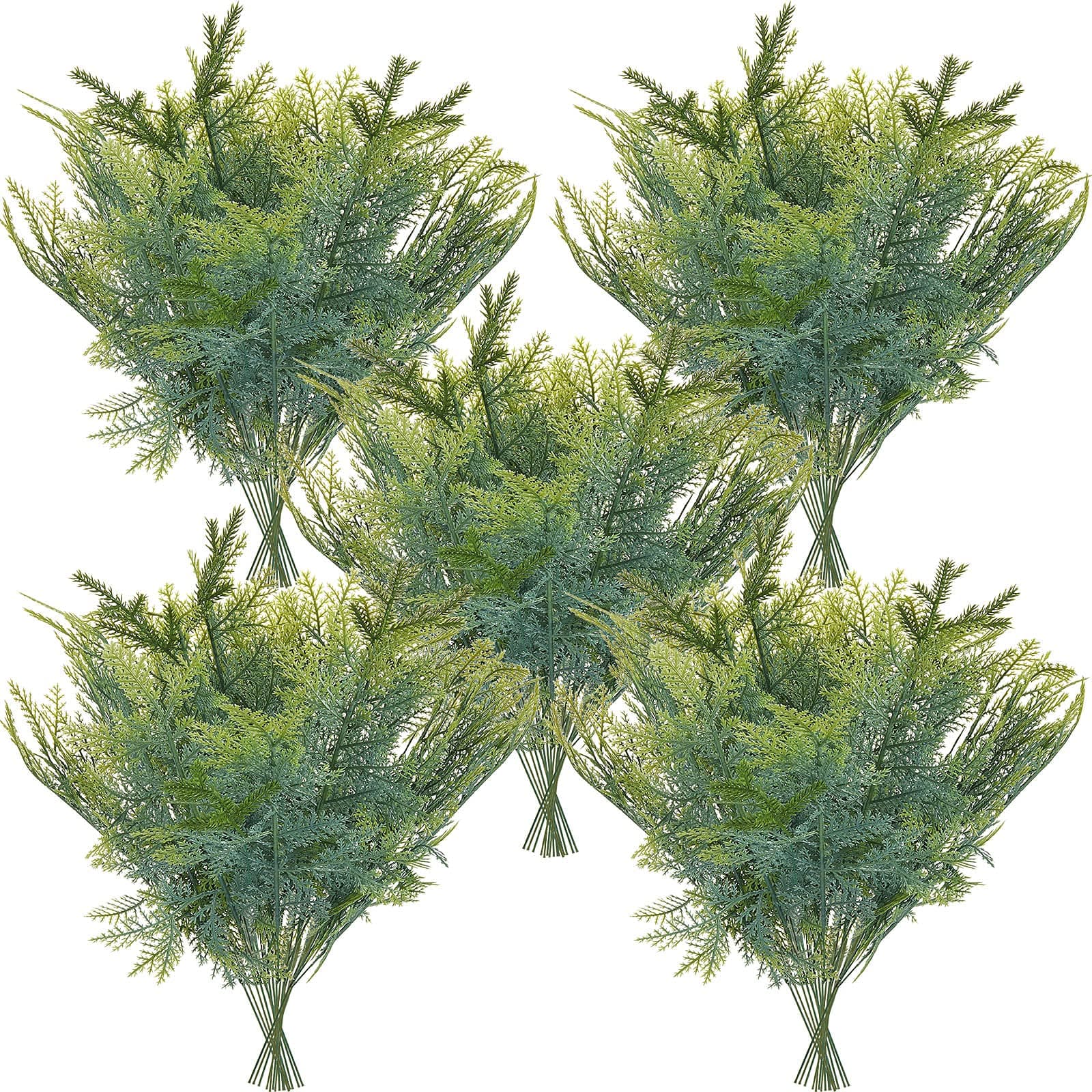 50 Artificial Cedar Branches Set Faux Long Stem Cedar Sprigs 13.0 or 7.1 Inch Decorative Green Cedar Picks Fake Cedar Twig Stems DIY Accessory for Home Party Holiday Christmas Winter Garden Wreath