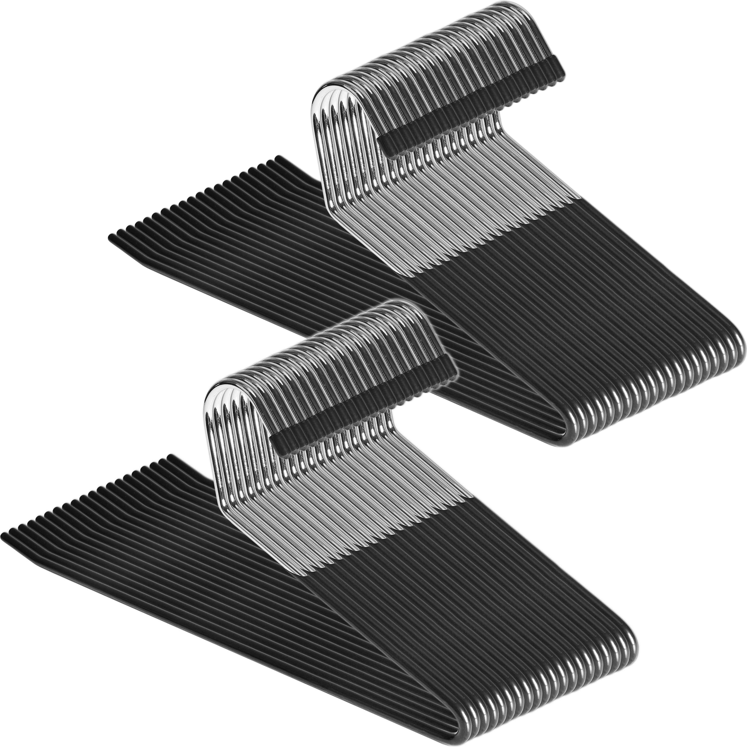 Zober Non-Slip Pants Hangers - 40 Pack Open Ended for Jeans and Clothes - Space Saving, Strong, Durable Metal Hangers for Closet (Black)