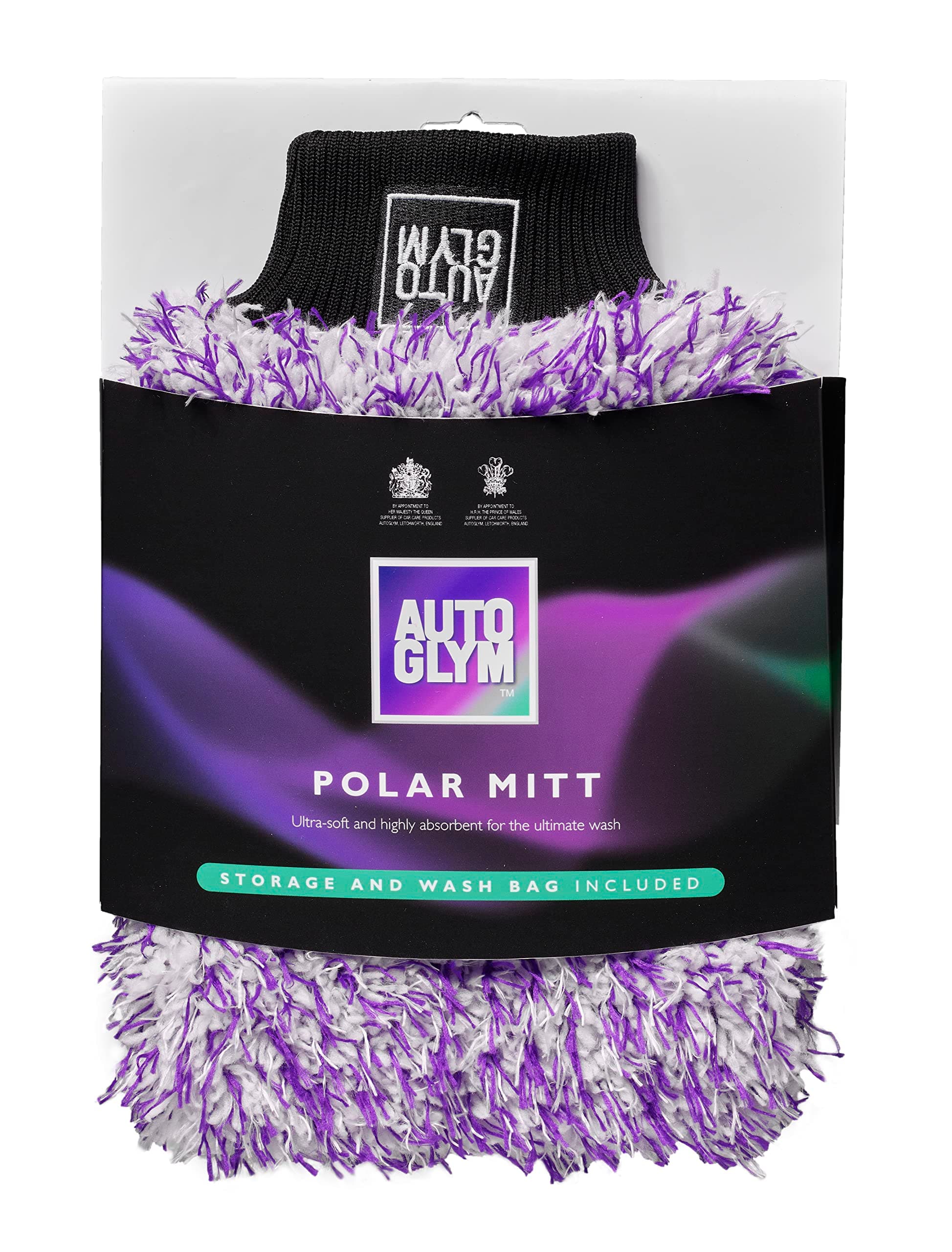 Autoglym Polar Car Wash Mitt with Storage and Washbag Included, Premium Fine Microfibre Strands, Scratch-Free Results