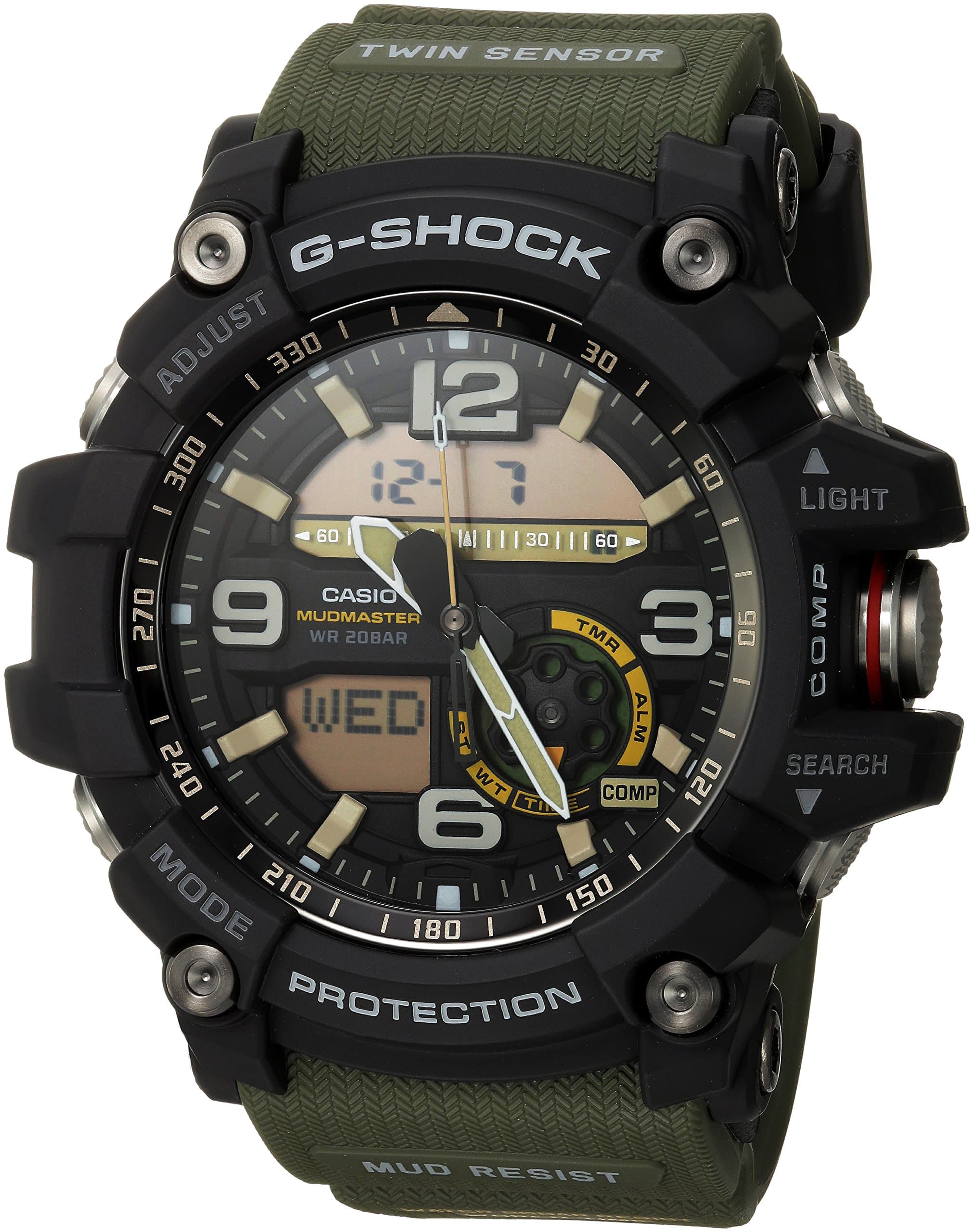 G SHOCK Quartz Watch with Stainless-Steel Strap, Green, 27 (Model: GG1000-1A3)