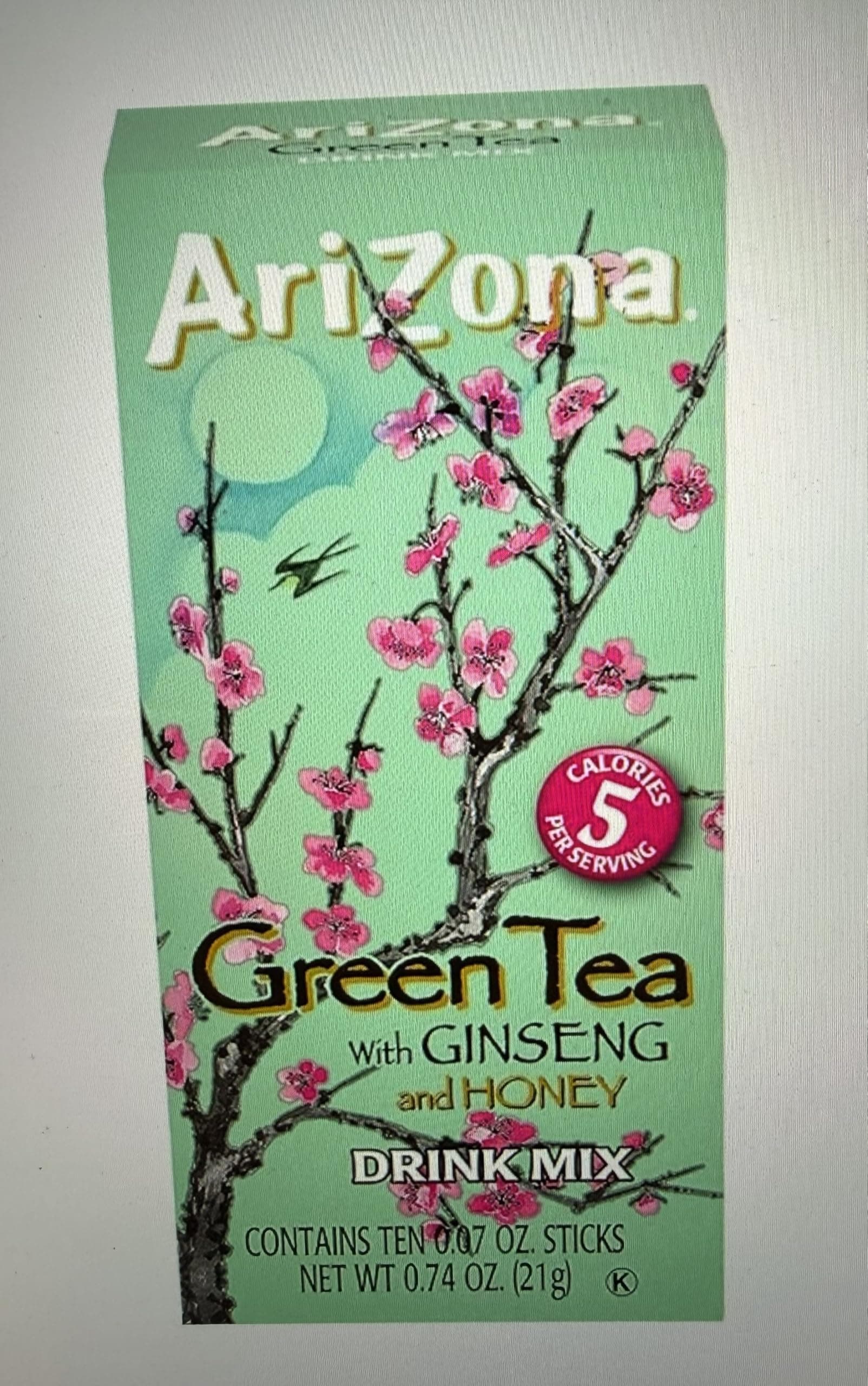 Zero Sugar Green Tea with Ginseng & Honey Powdered Drink Mix Sticks, 10 ct. Box