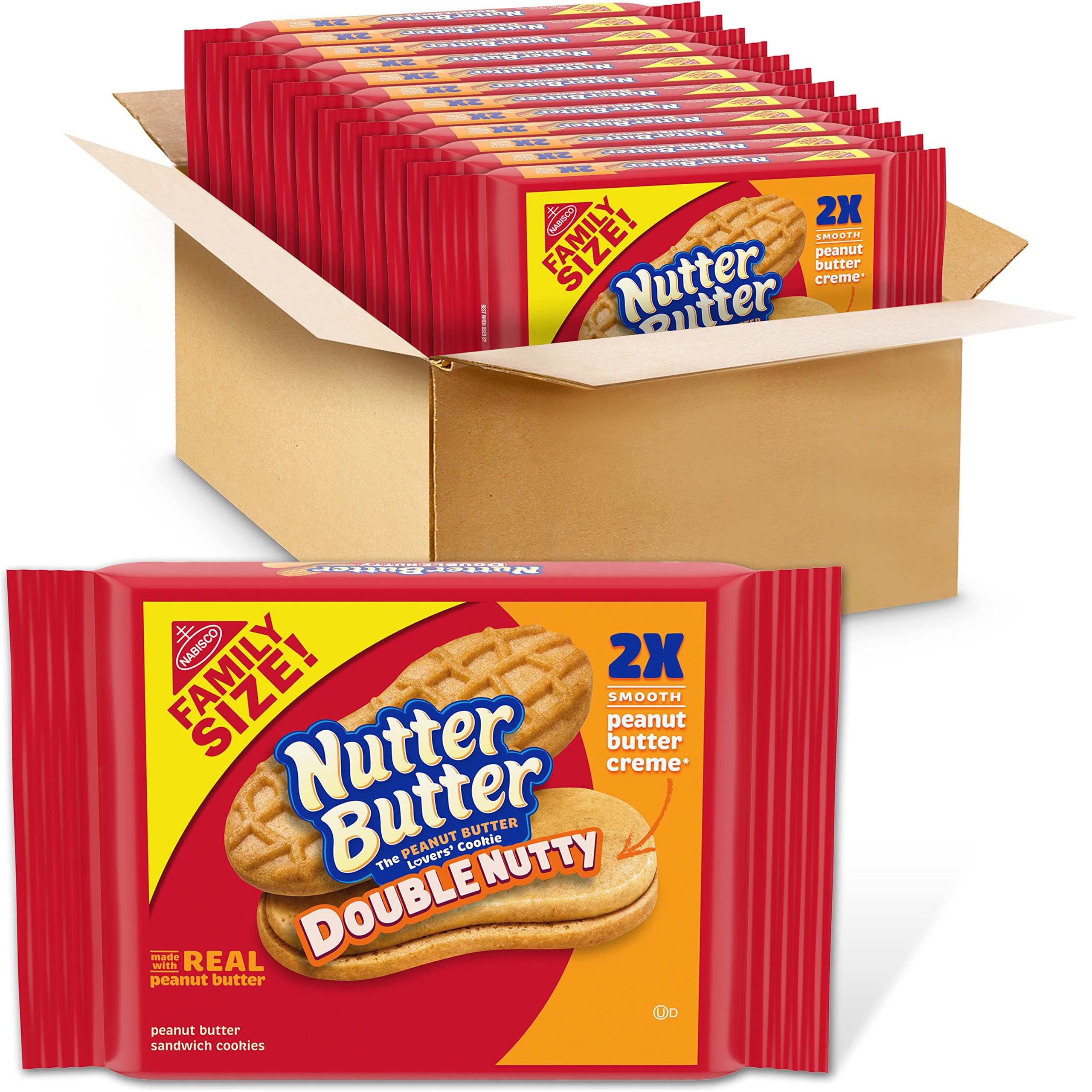Double Nutty Peanut Butter Sandwich Cookies, Family Size, 12-15.27 oz Packs