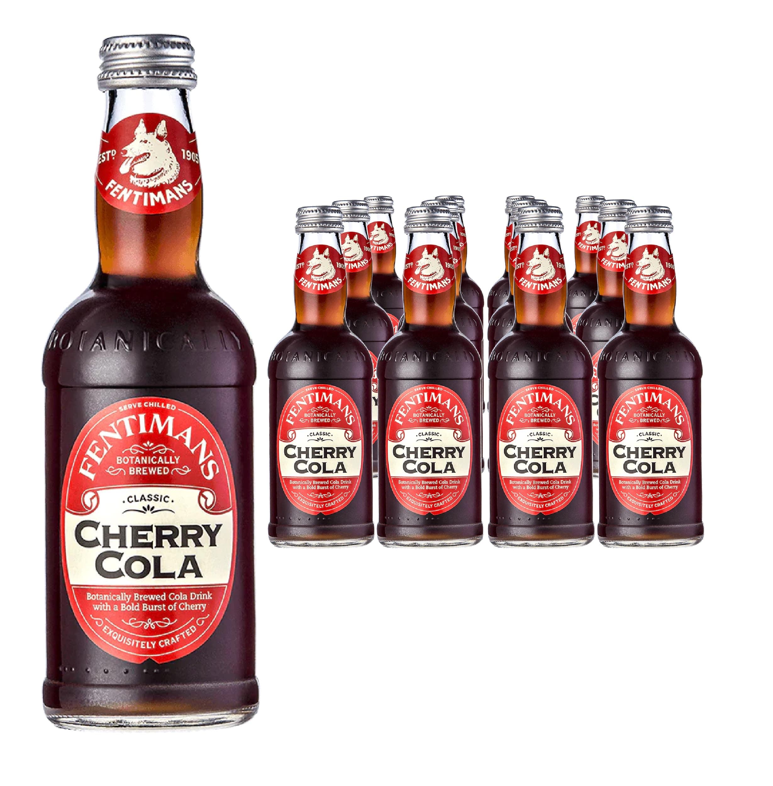 Cherry Cola - Botanically Brewed Cola with a Cherry Twist - Exquisitely Crafted & Refreshing Soft Drinks - Gluten-Free and Vegan Friendly Soft Drinks - 12 x 275ml Bottles