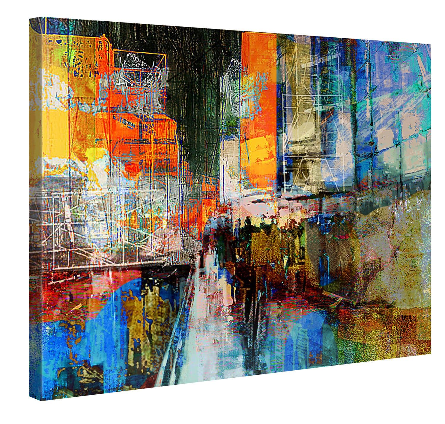 Canvas Print Wall Art – 7th Avenue – 100x75cm Stretched Canvas Framed On A Wooden Frame – Contemporary Art Canvas Printing – Hanging Wall Deco Picture