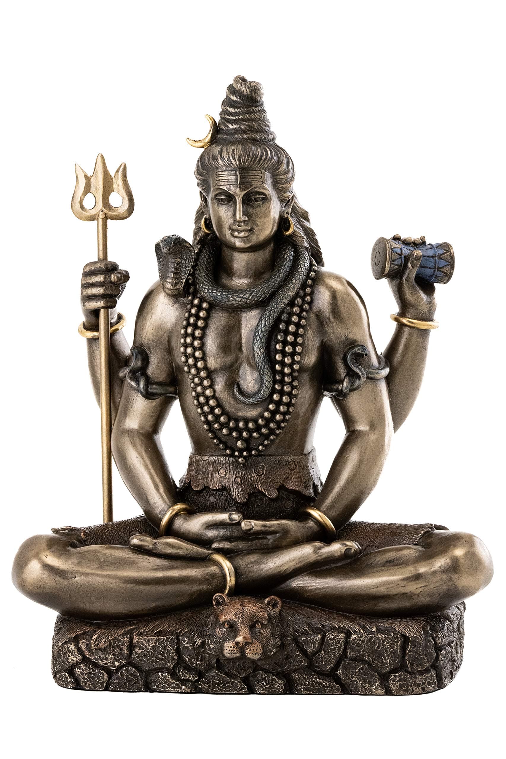 Shiva Statue in Padmasana Lotus Pose-Hindu God of Destroying Evil, Ignorance, and Death Sculpture - Collectible Figurine (Cold Cast Bronze)