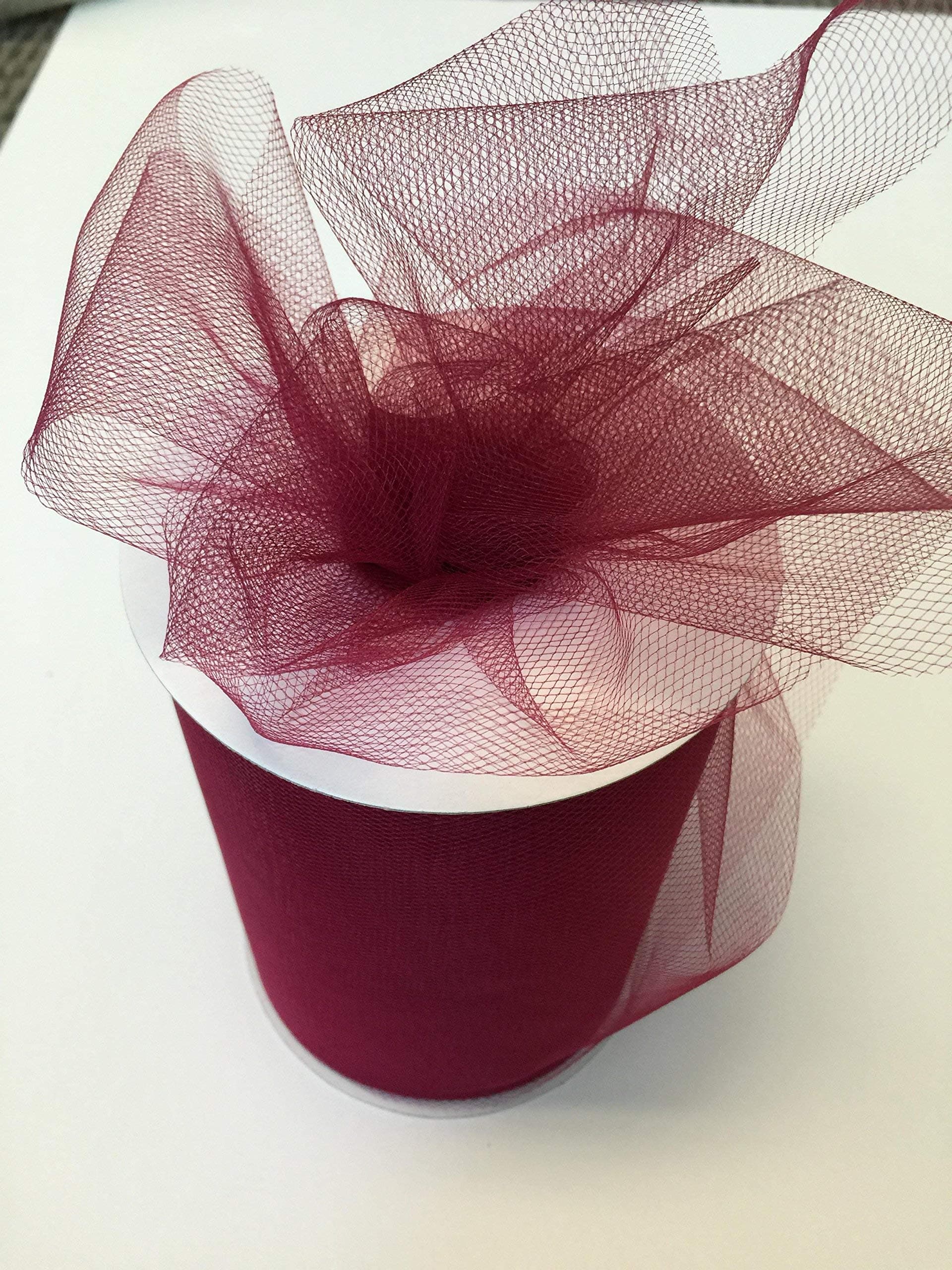 Tulle Fabric Spool/Roll 6 inch x 100 Yards (300 feet), 34 Colors Available, Now! (Wine)