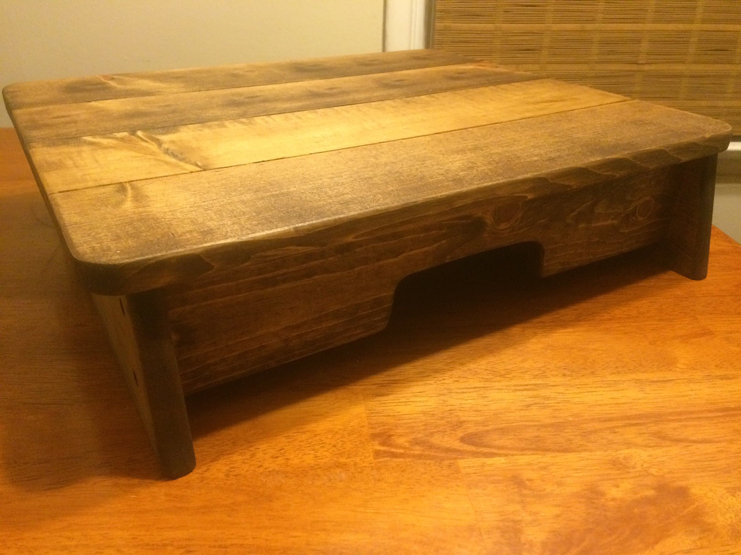 Bedside Step Stool 18'' Extra Wide x 21'' Long x 6'' Tall/Handcrafted Heavy Duty Deck Step or Spa Step, Stool, Patio Door Wooden Platform Provencial Stain (Made in The U.S.A)