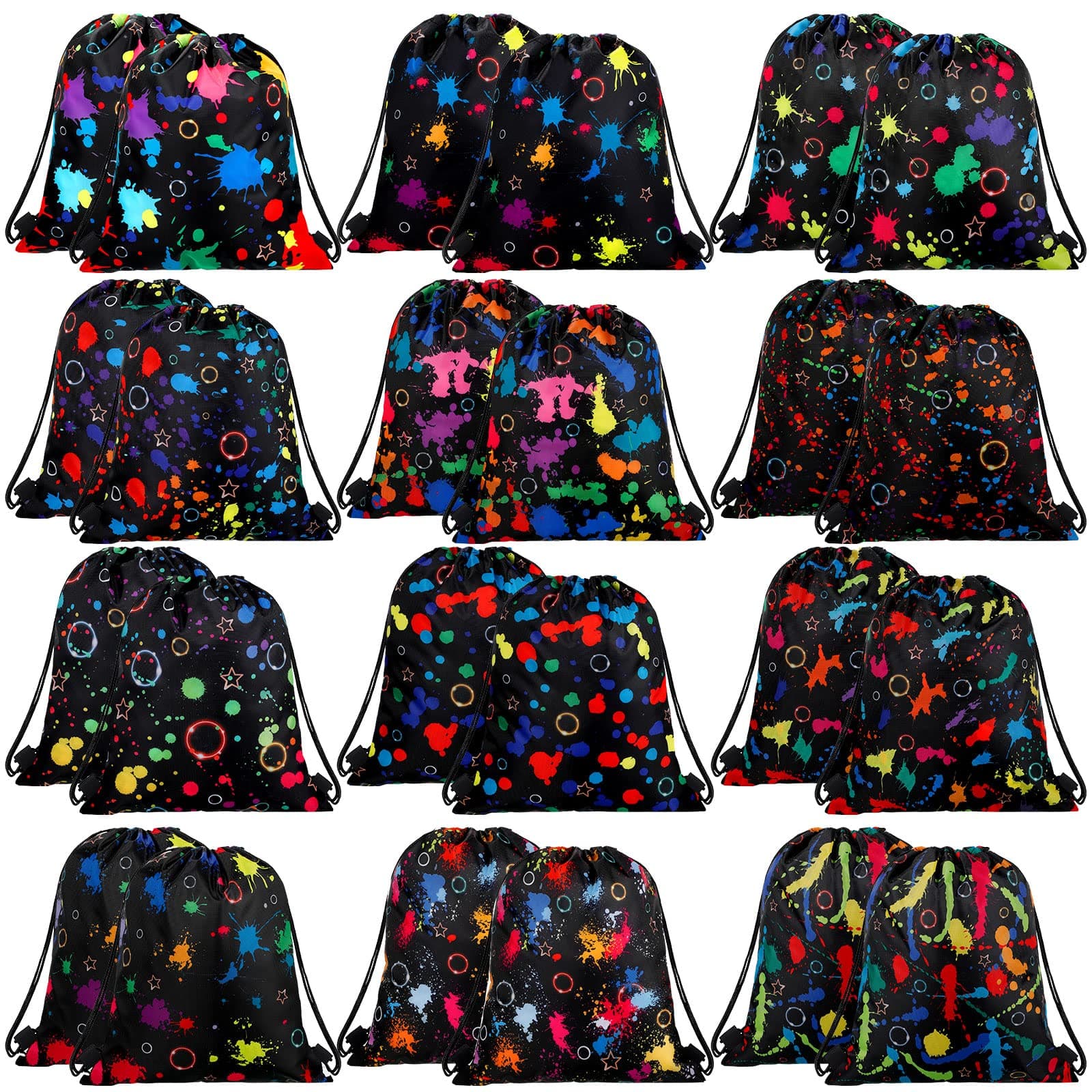 Marsui 24 Pcs Glowing Party Favor Drawstring Bags Gift Goodie Candy Favors Bags for Birthday Party Supplies